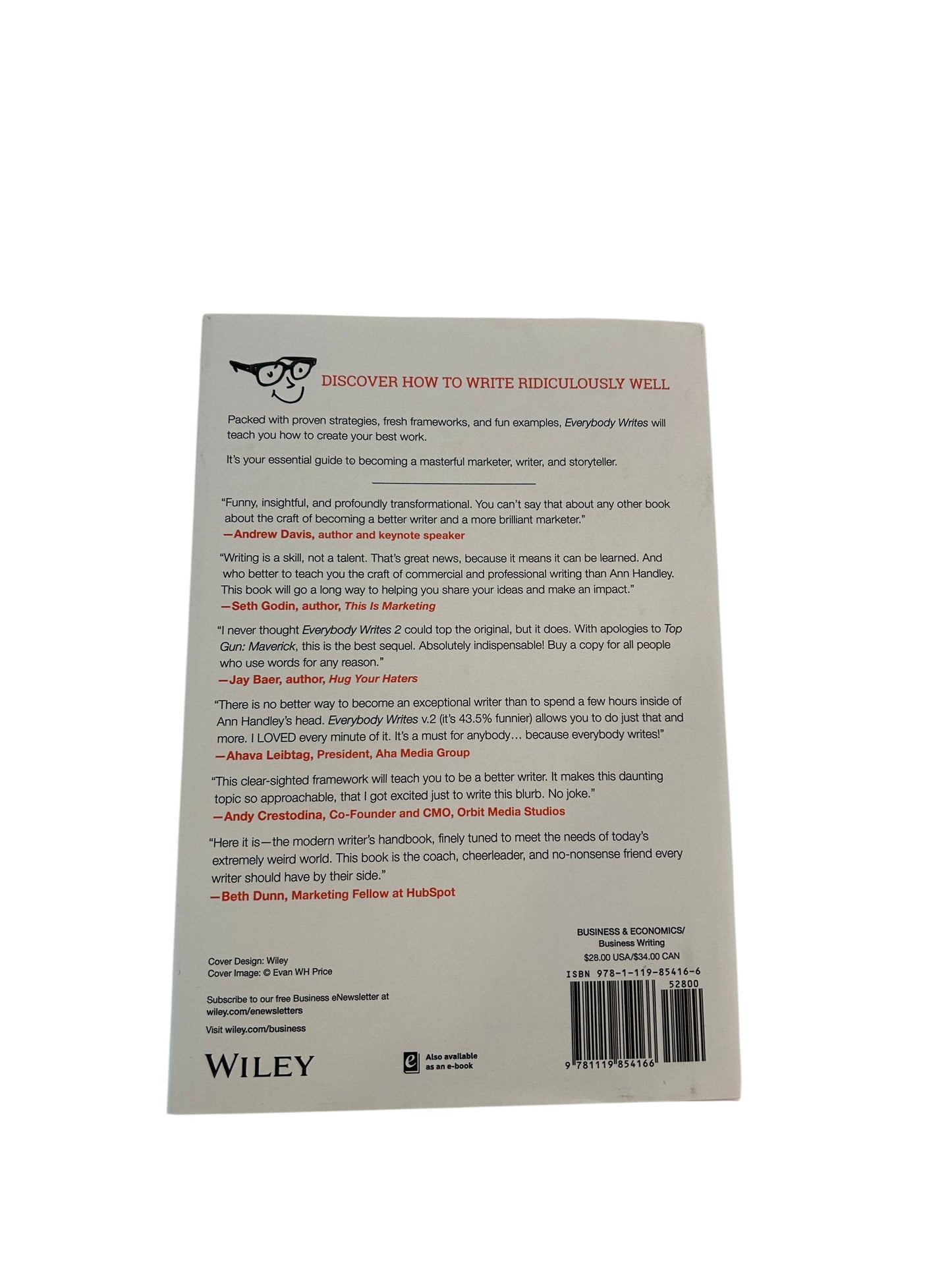 "Everybody Writes" hard cover by Ann Handley, a Wall Street Journal bestseller guide to creating content, completely revised and expanded edition.