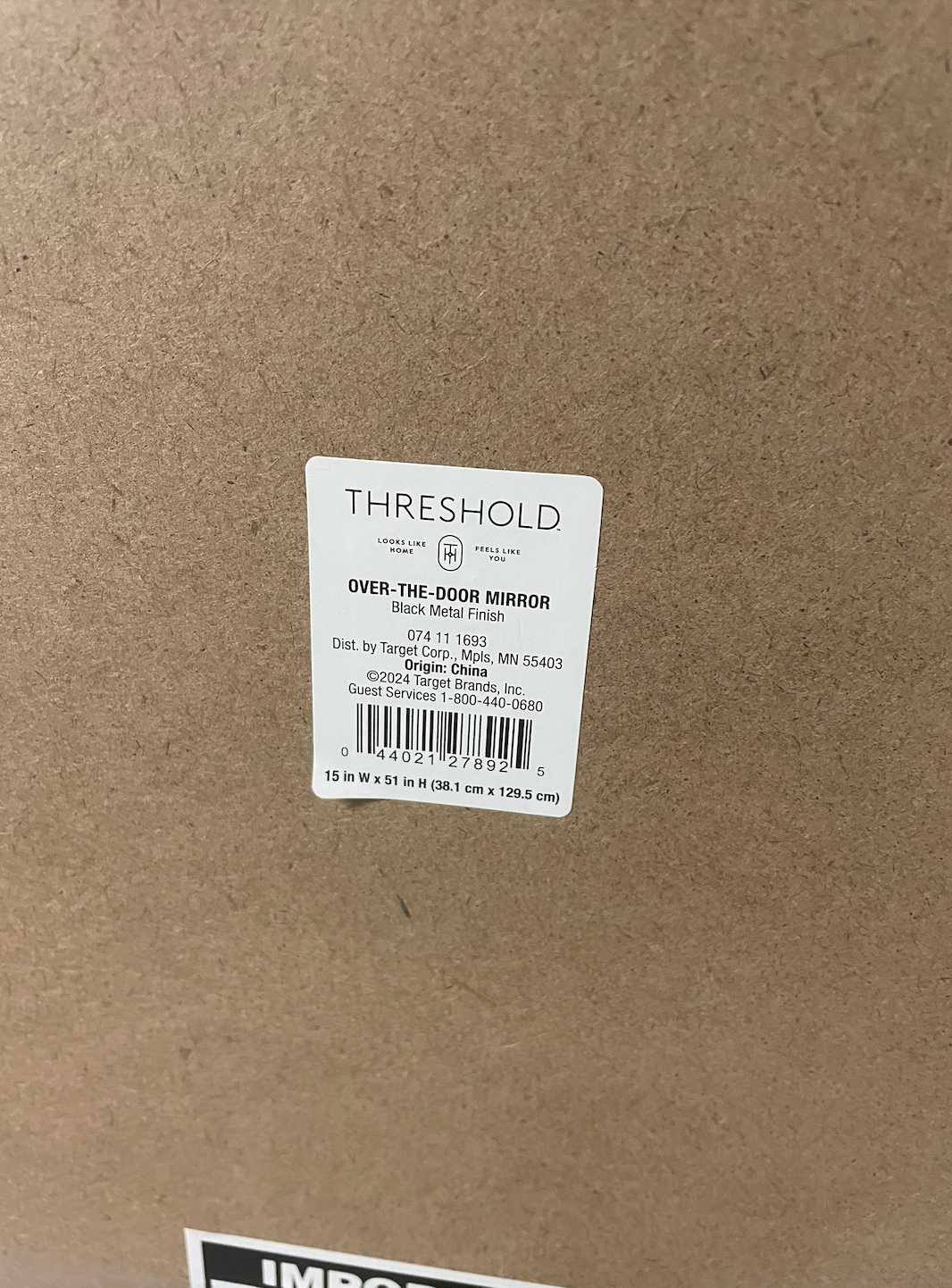 Target full-length standing floor mirror with a black frame.