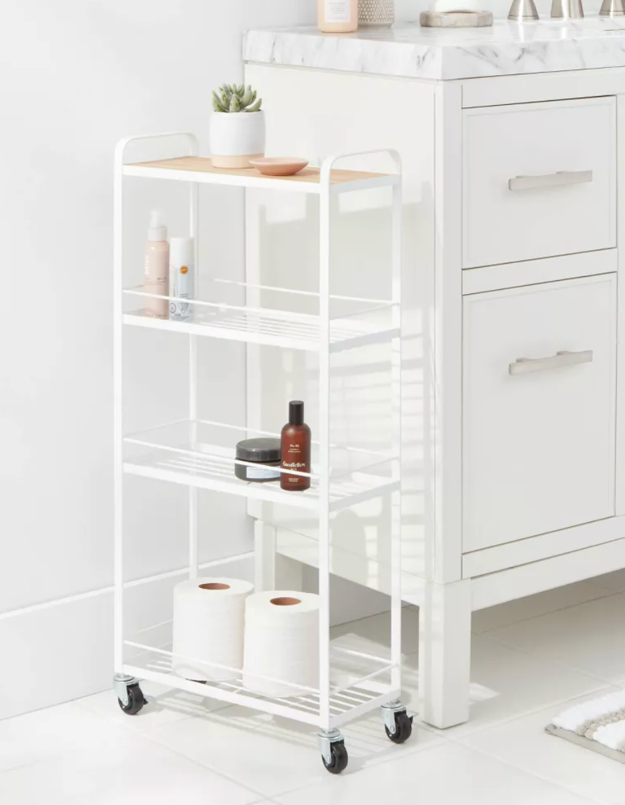 Target matte white skinny storage cart.