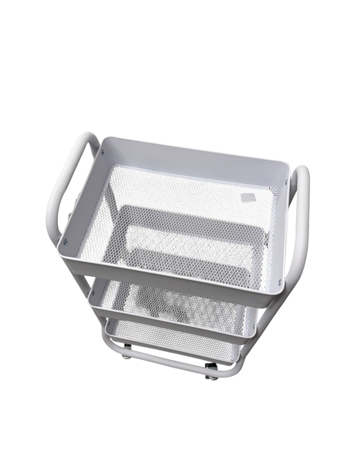 3 tier white metal utility cart.