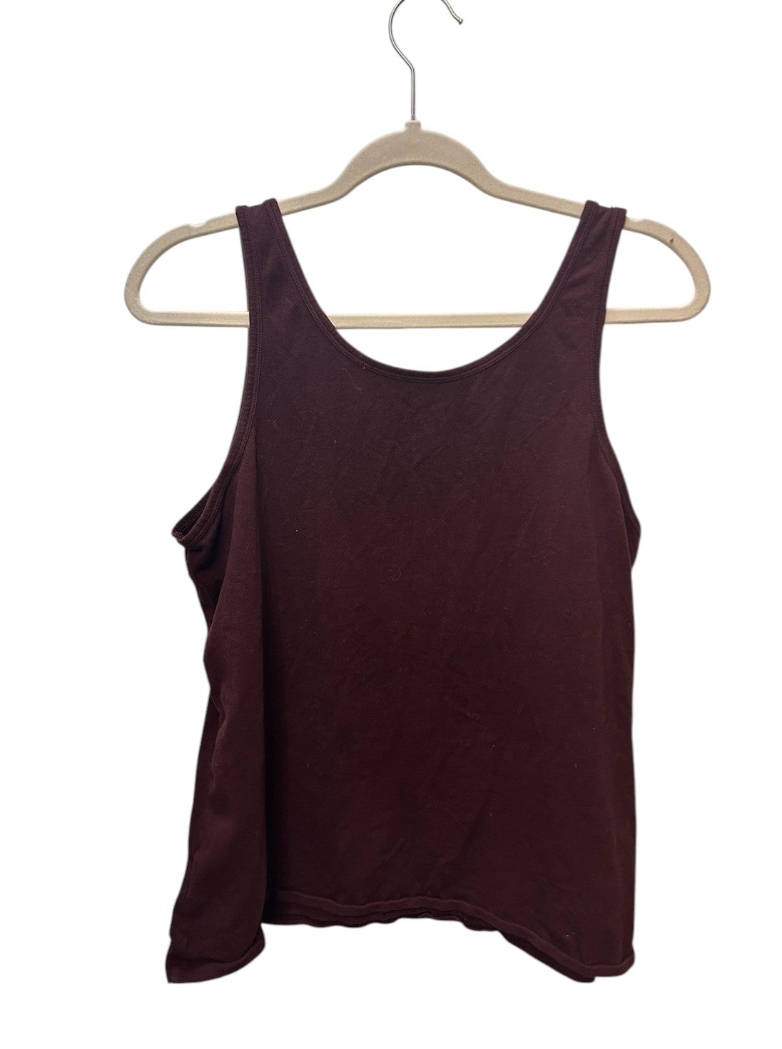 Dark burgundy/plum colored basic tank top from Old Navy with scoop neckline.