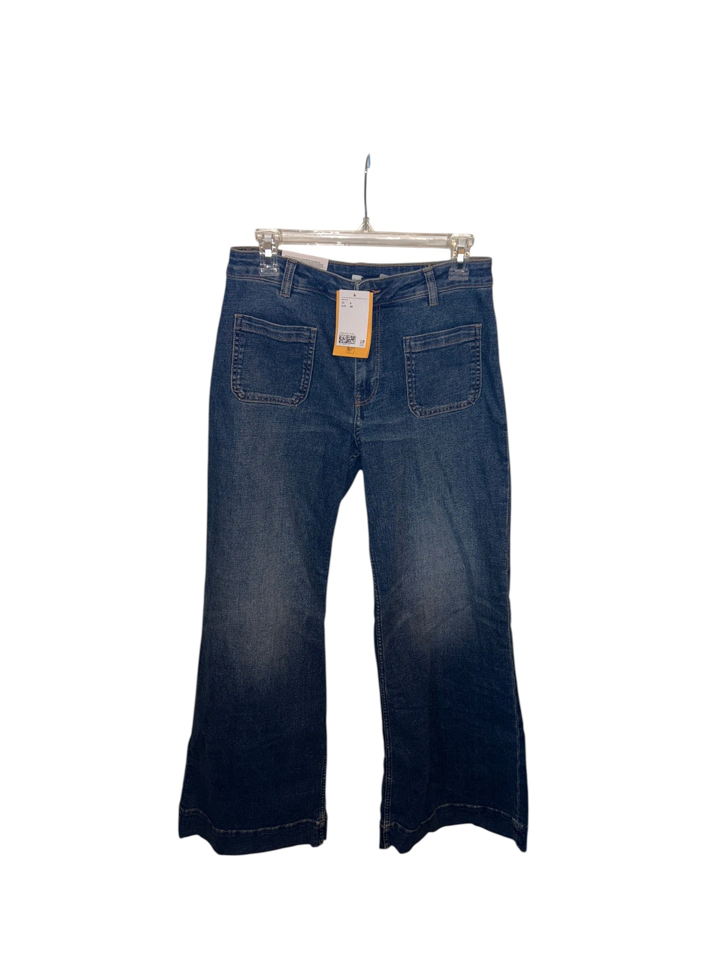 H&M wide-leg denim jeans with front patch pockets, new with tags attached.