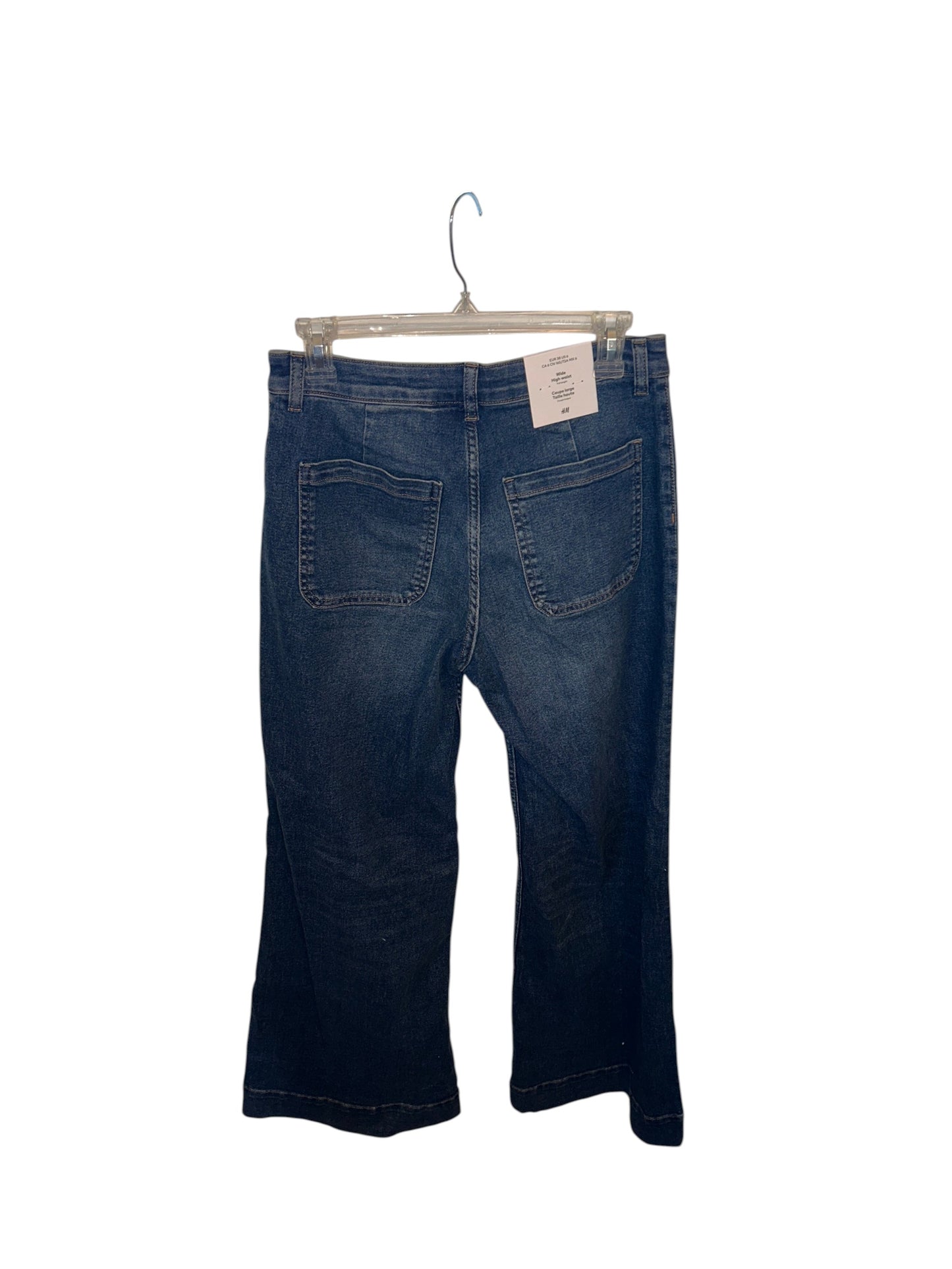 H&M wide-leg denim jeans with front patch pockets, new with tags attached.
