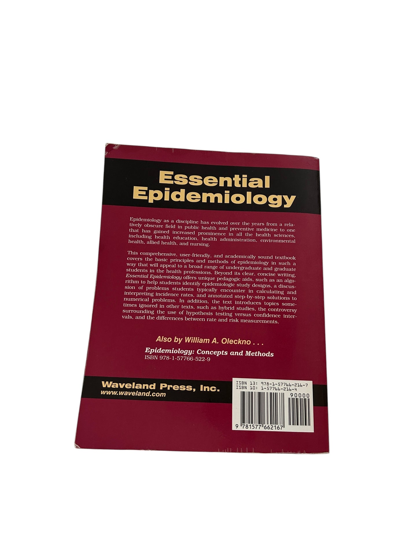 Essential Epidemiology: Principles and Applications textbook by William A. Oleckno.