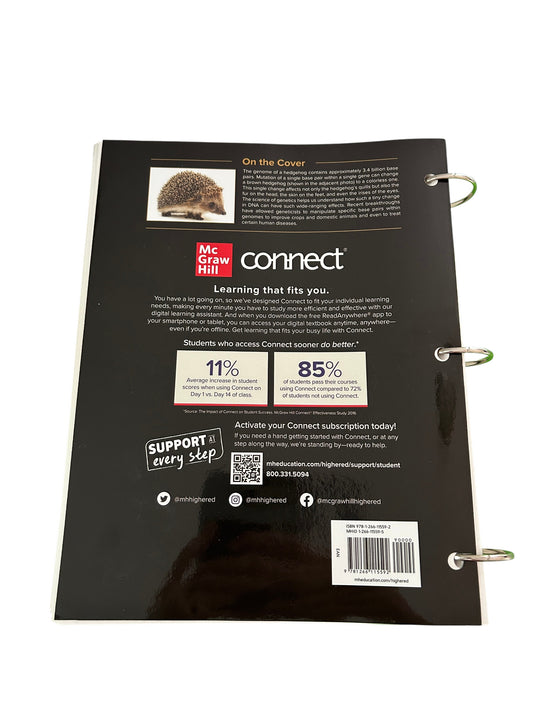 Genetics: From Genes to Genomes textbook, Eighth Edition by Goldberg and Fischer, published by McGraw Hill, in a three-ring binder.