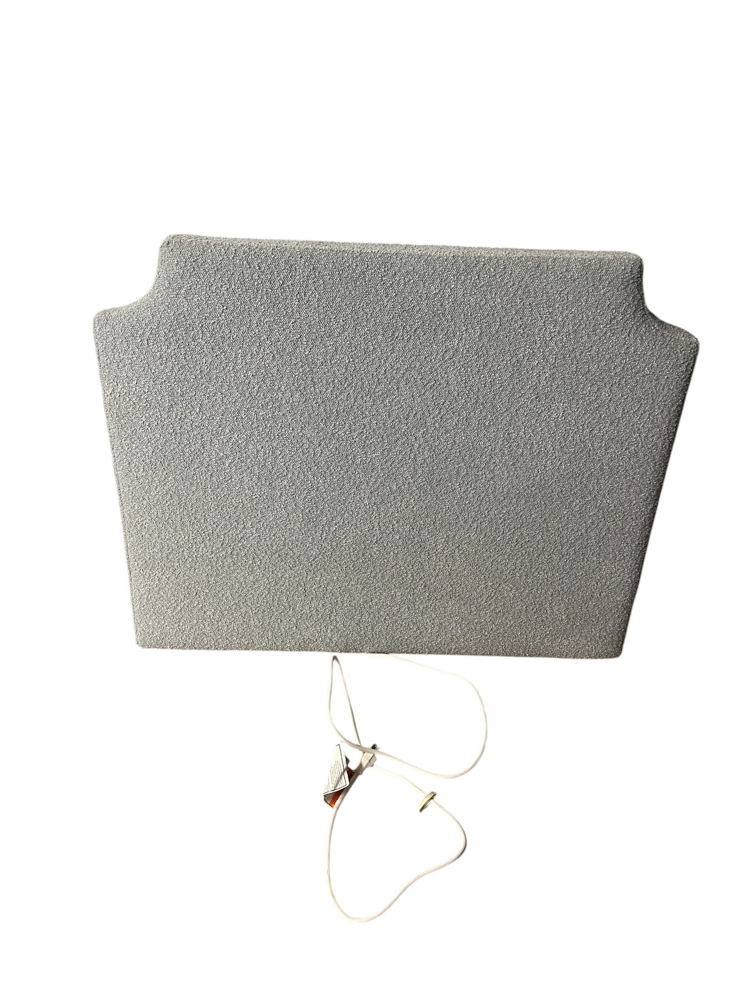 Dormify light blue twin headboard with bouclé fabric and charging outlet.