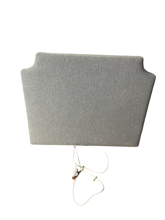 Dormify light blue twin headboard with bouclé fabric and charging outlet.