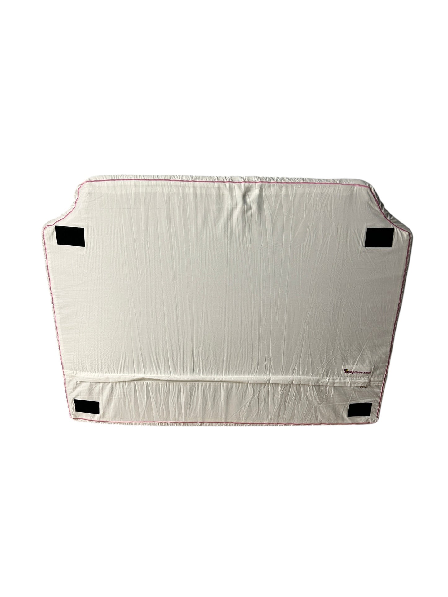 PushpLinen twin headboard with light pink piping trim along edges.