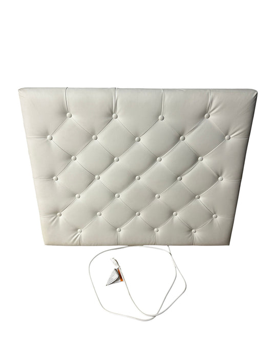 Dormify white twin headboard with faux leather and a charging outlet.
