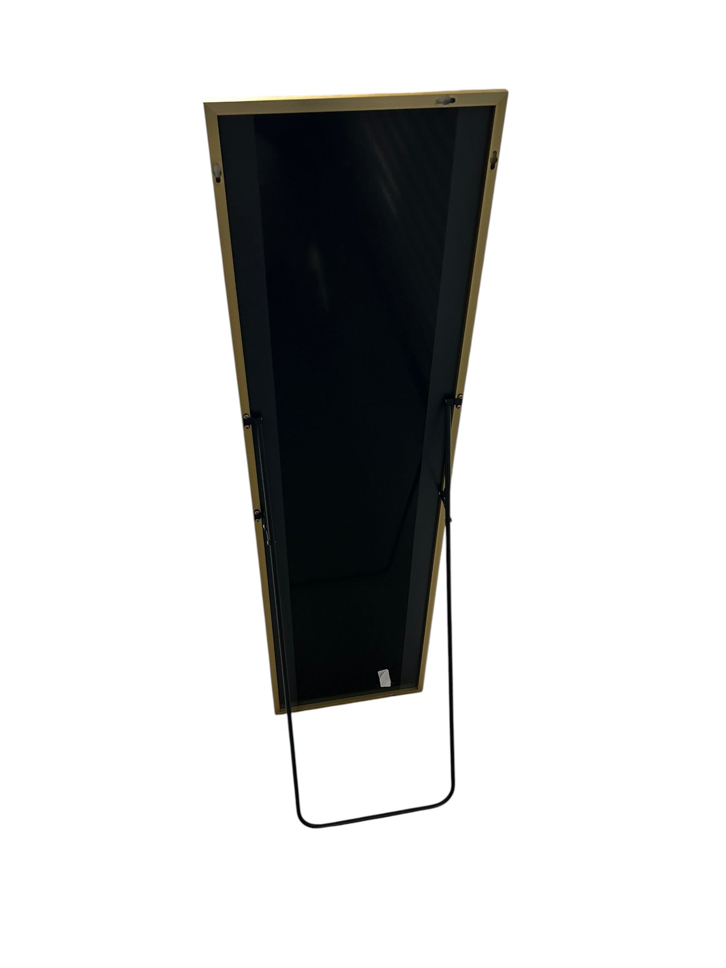 Full-length floor gold mirror with stand.