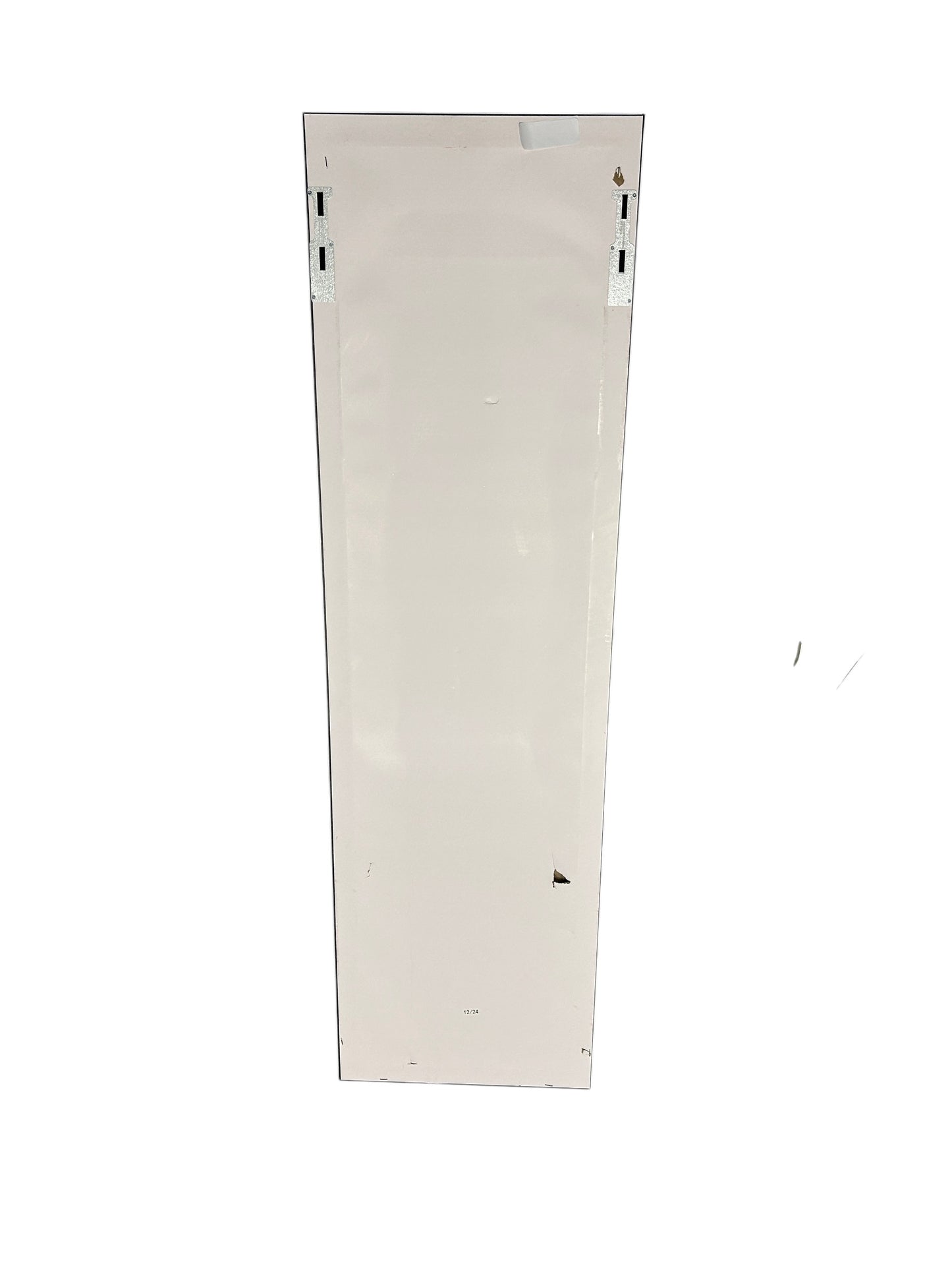 Full-length standing floor mirror with a white frame.