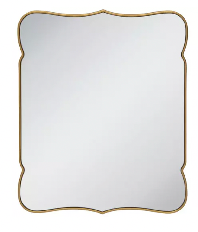 Hobby Lobby gold scalloped wall mirror.