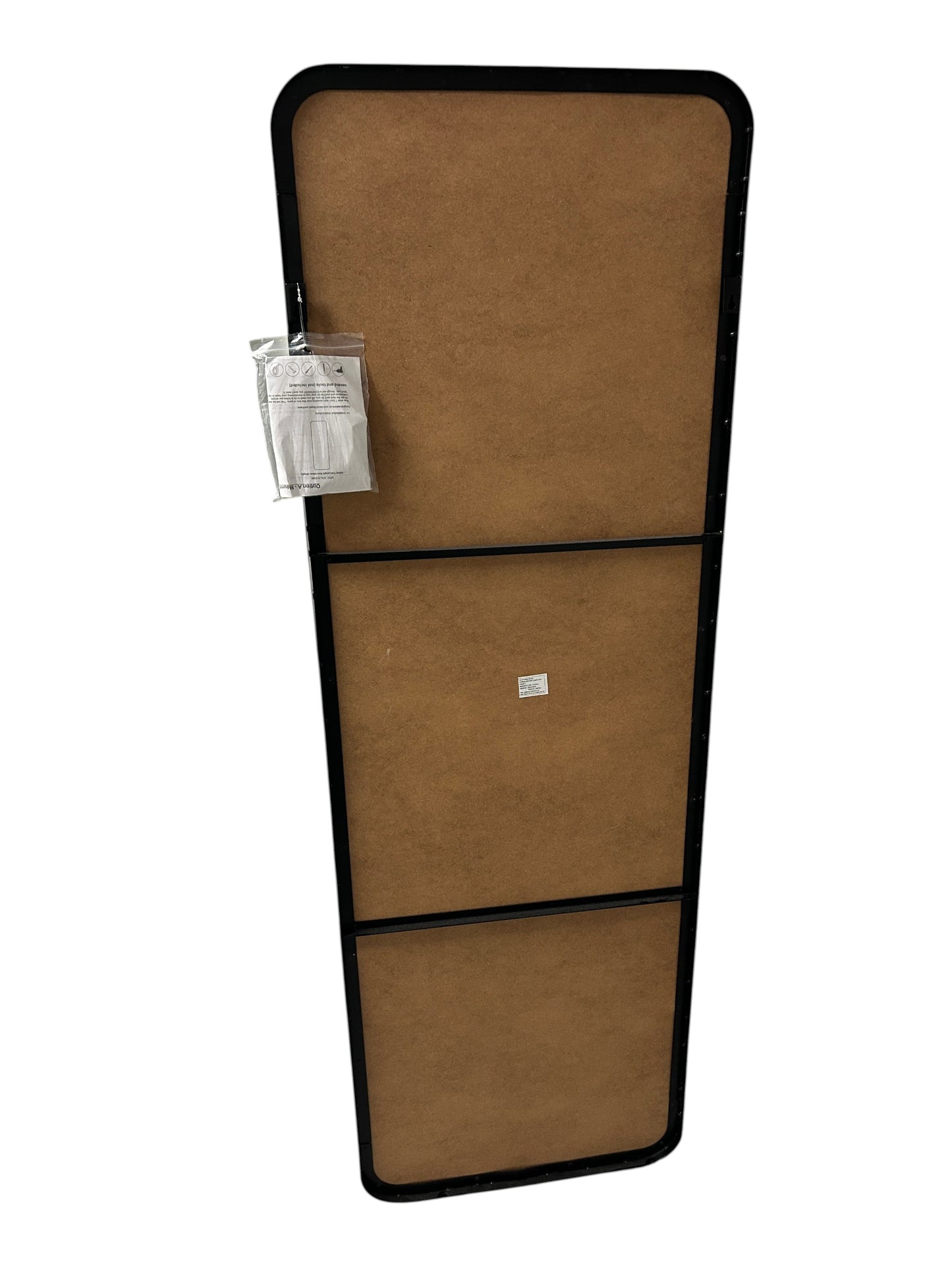 Full-length floor mirror with rounded corners and a black frame.