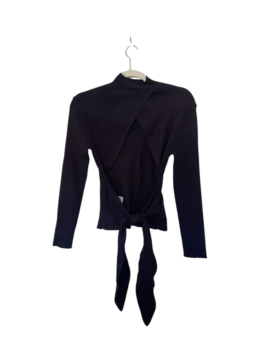 Zara black long-sleeve wrap-around tie sweater.