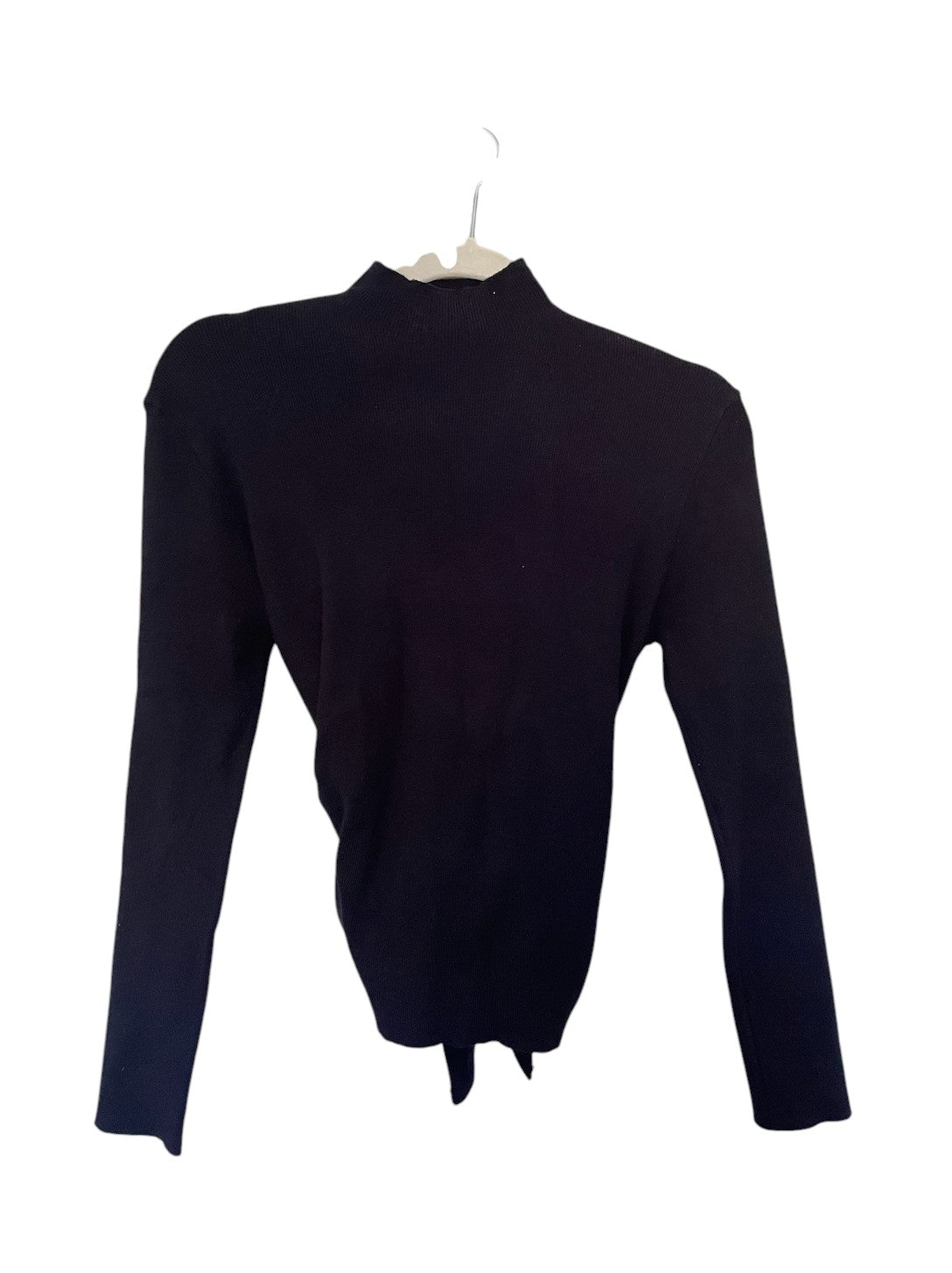 Zara black long-sleeve wrap-around tie sweater.