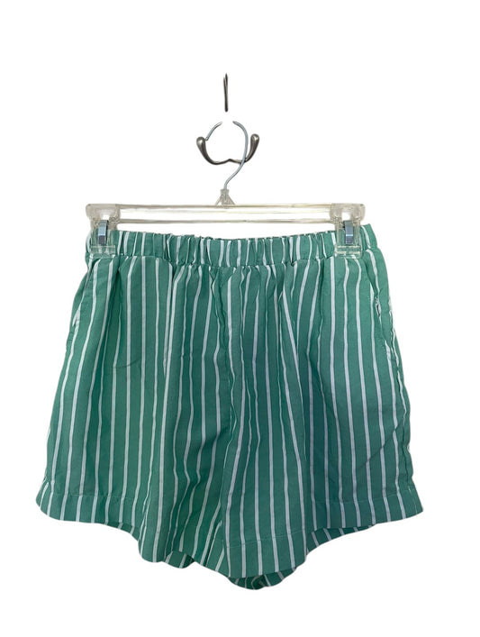 Sadie & Sage green and white striped shorts.