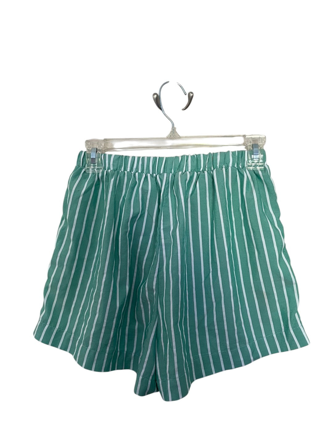 Sadie & Sage green and white striped shorts.