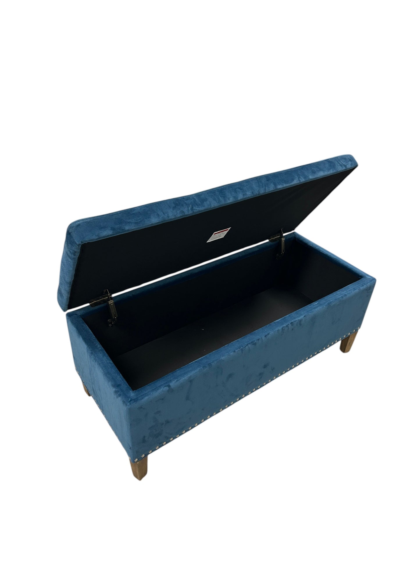 Wayfair upholstered ottoman bench with nailhead trim and wooden legs.