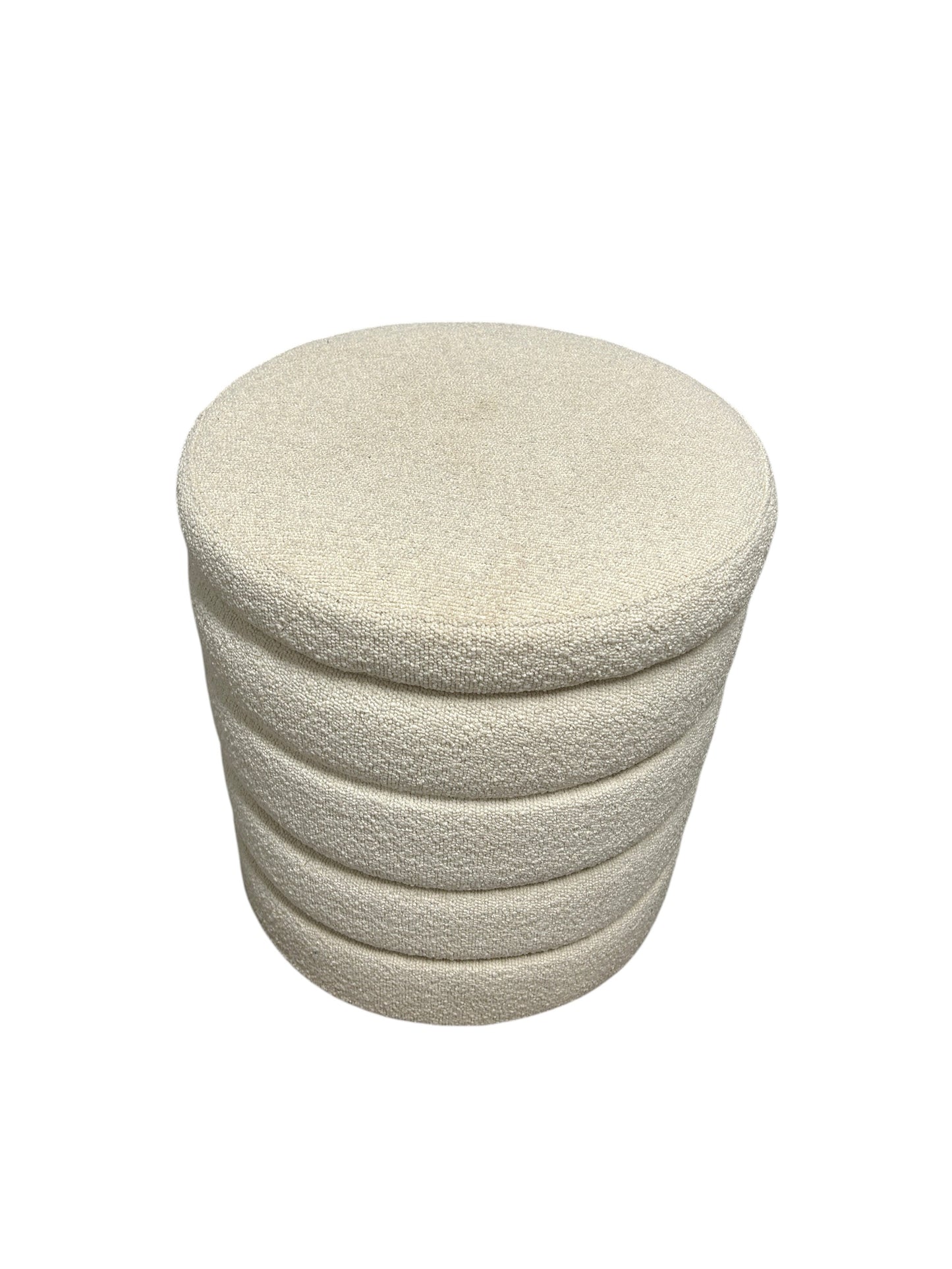 Jennifer Taylor ivory white round ottoman with storage.