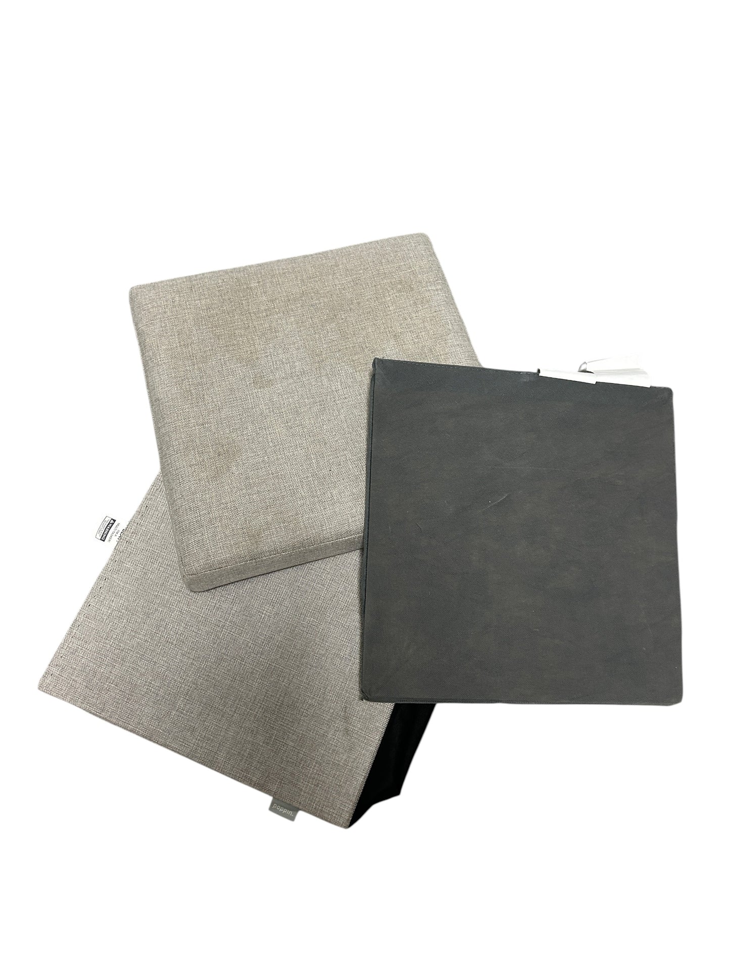Poppin collapsible gray, square ottoman.