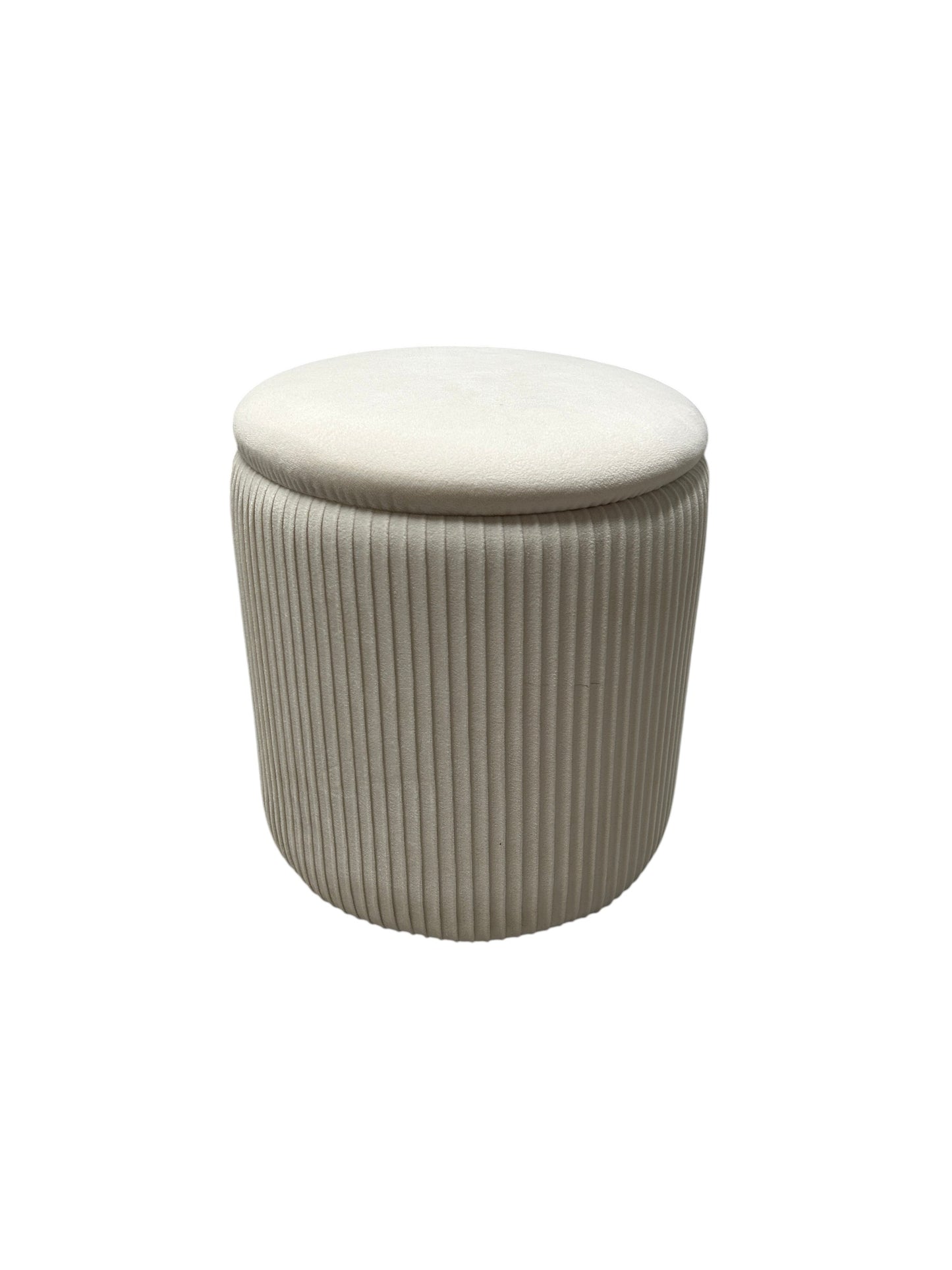 Wayfair Set of 2 cream velvet ottomans with storage.