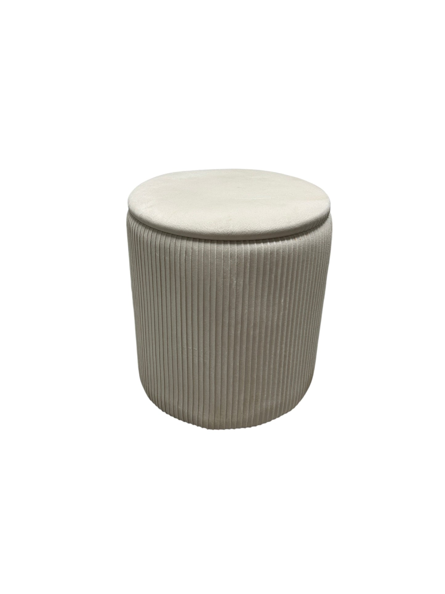 Wayfair Set of 2 cream velvet ottomans with storage.