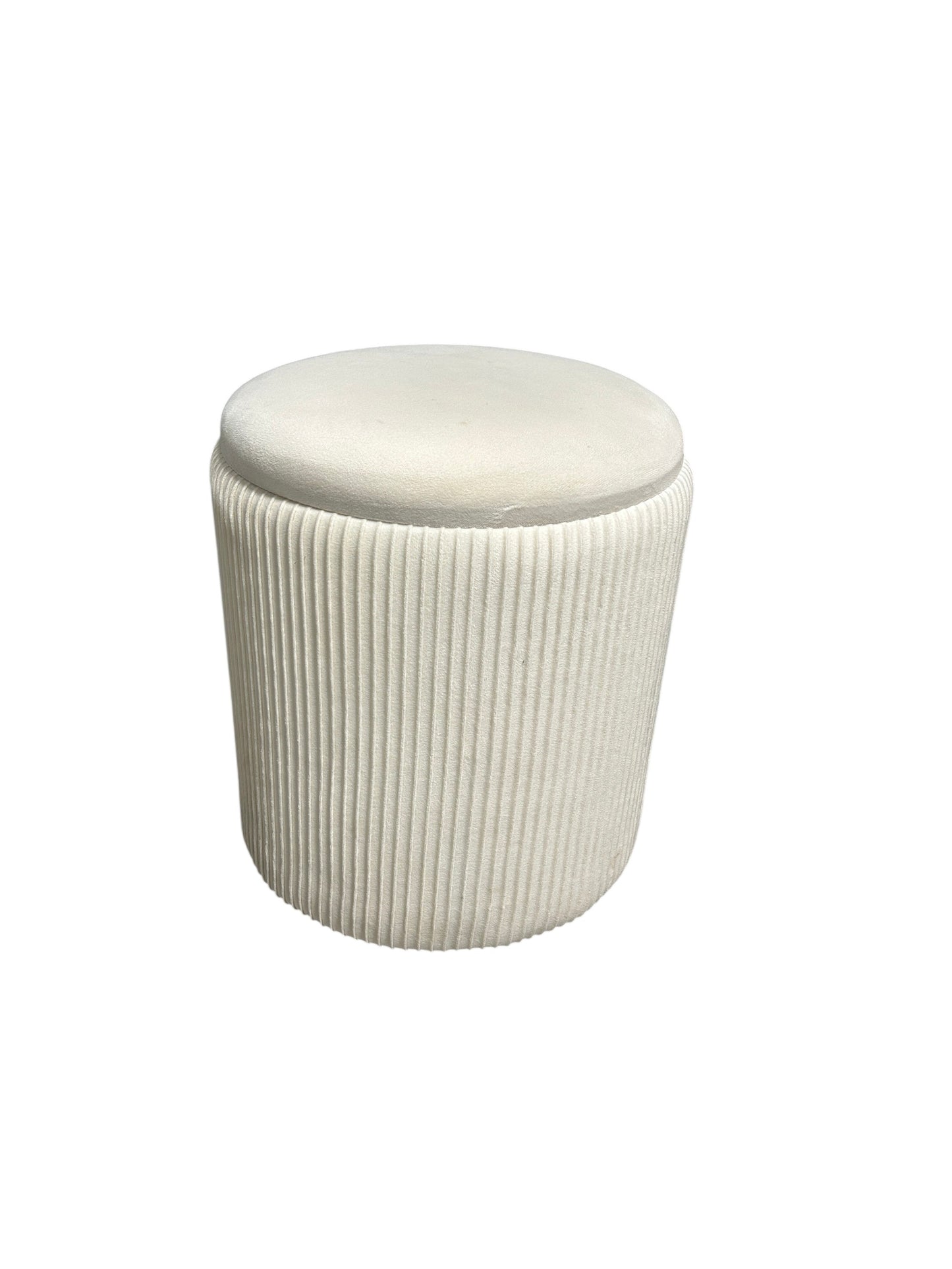 Wayfair Set of 2 cream velvet ottomans with storage.