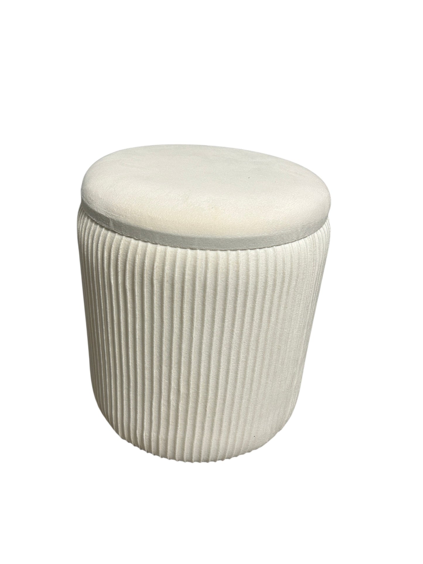 Wayfair Set of 2 cream velvet ottomans with storage.