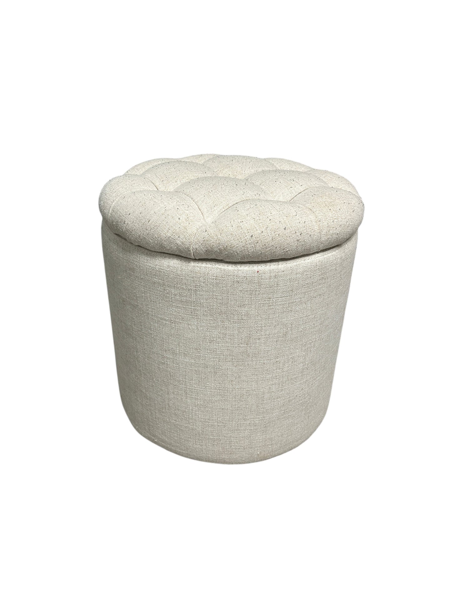 Pottery Barn Teen cream upholstered storage ottoman.