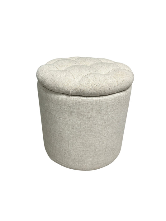 Pottery Barn Teen cream upholstered storage ottoman.