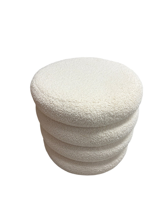 Wayfair white round ottoman with storage.