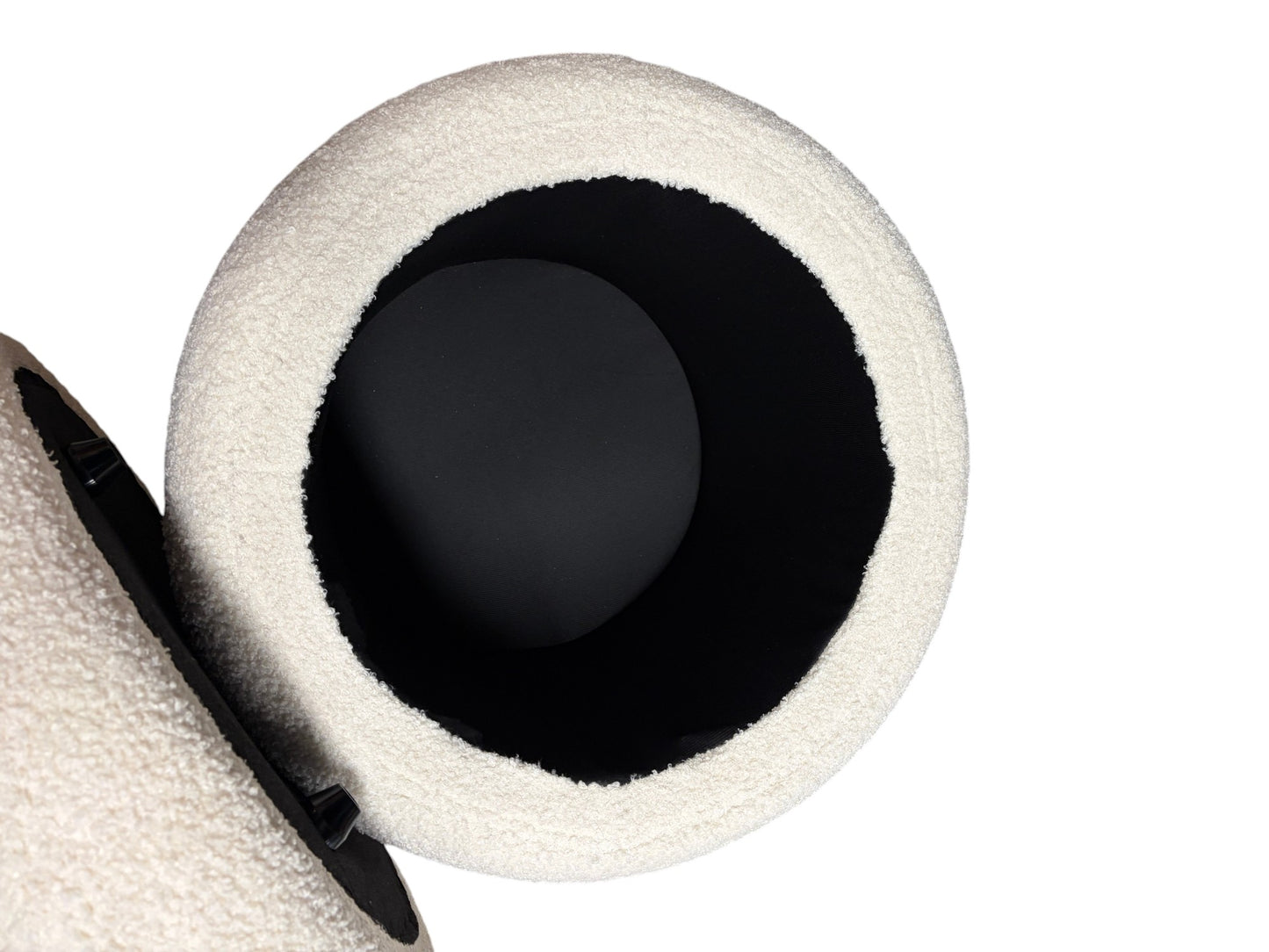 Wayfair white round ottoman with storage.