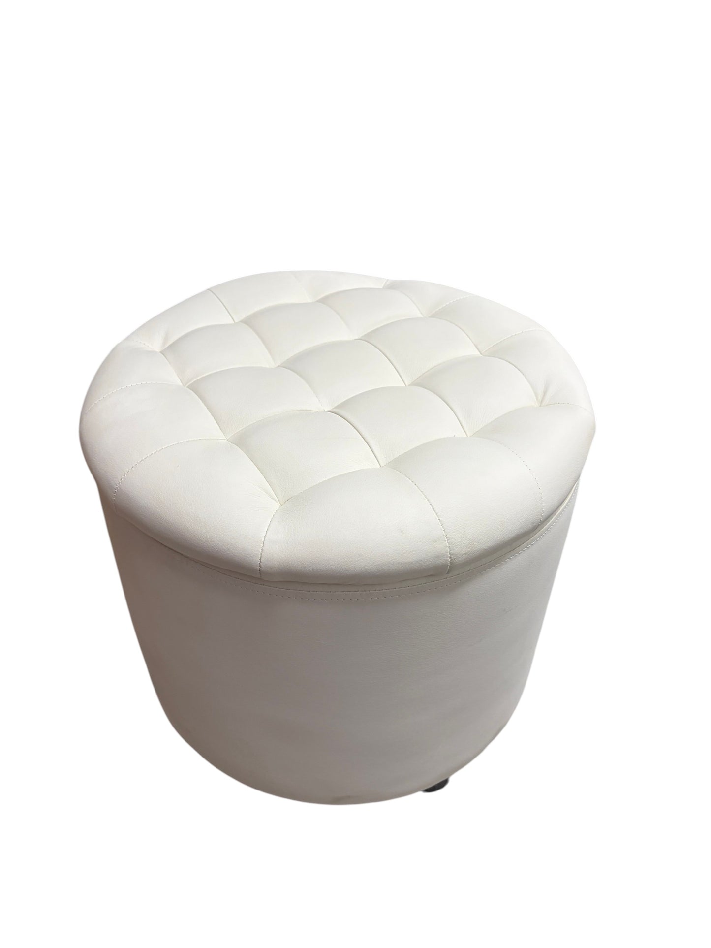 White round ottoman with storage.