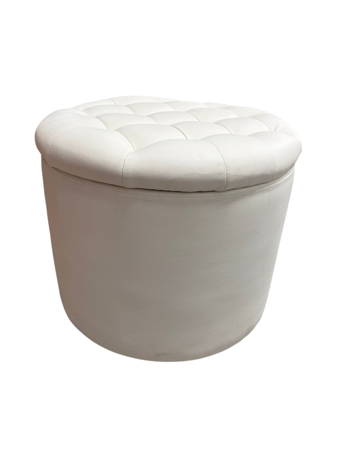 White round ottoman with storage.