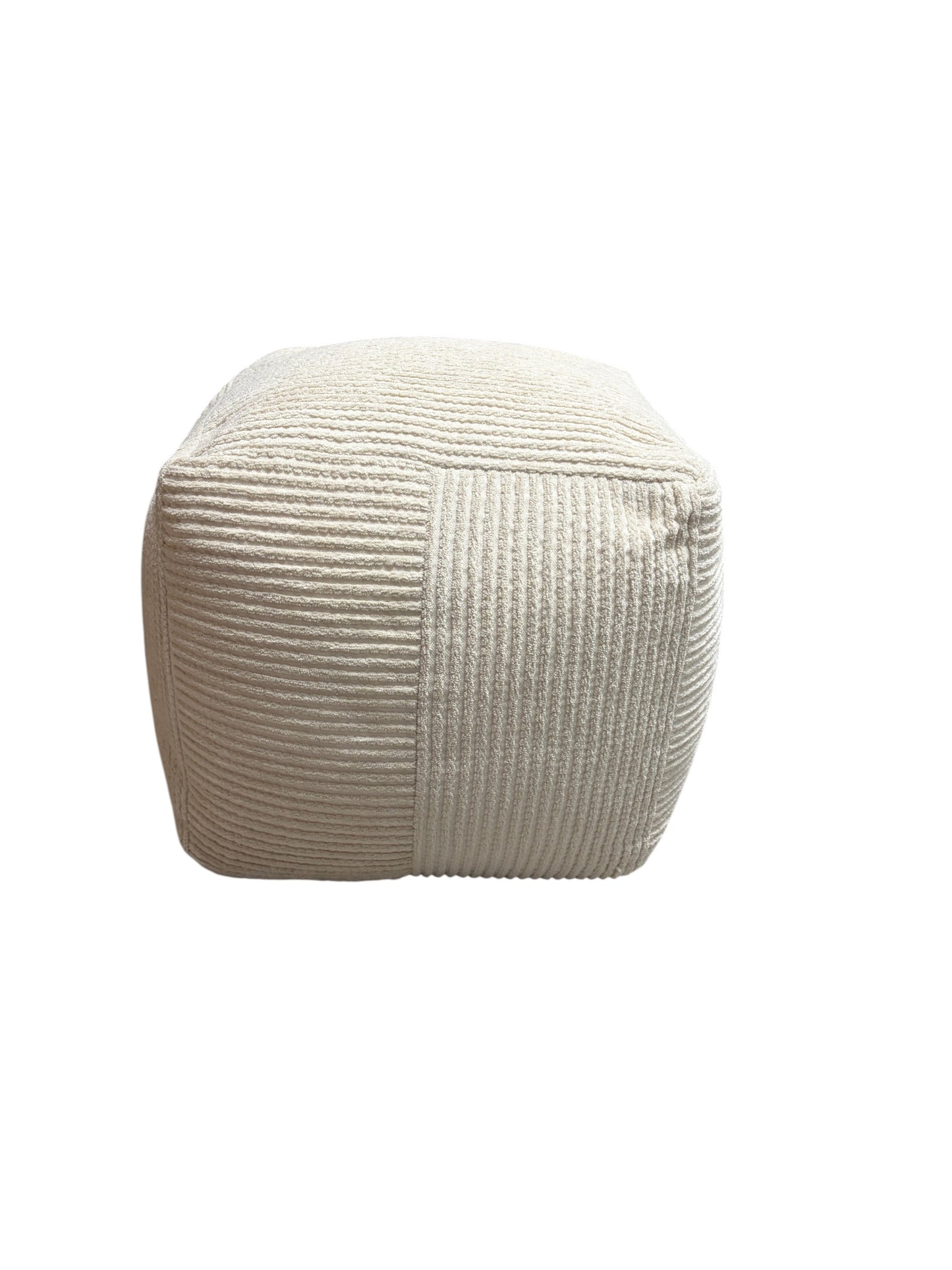 Target cream-colored, cube pouf ottoman.
