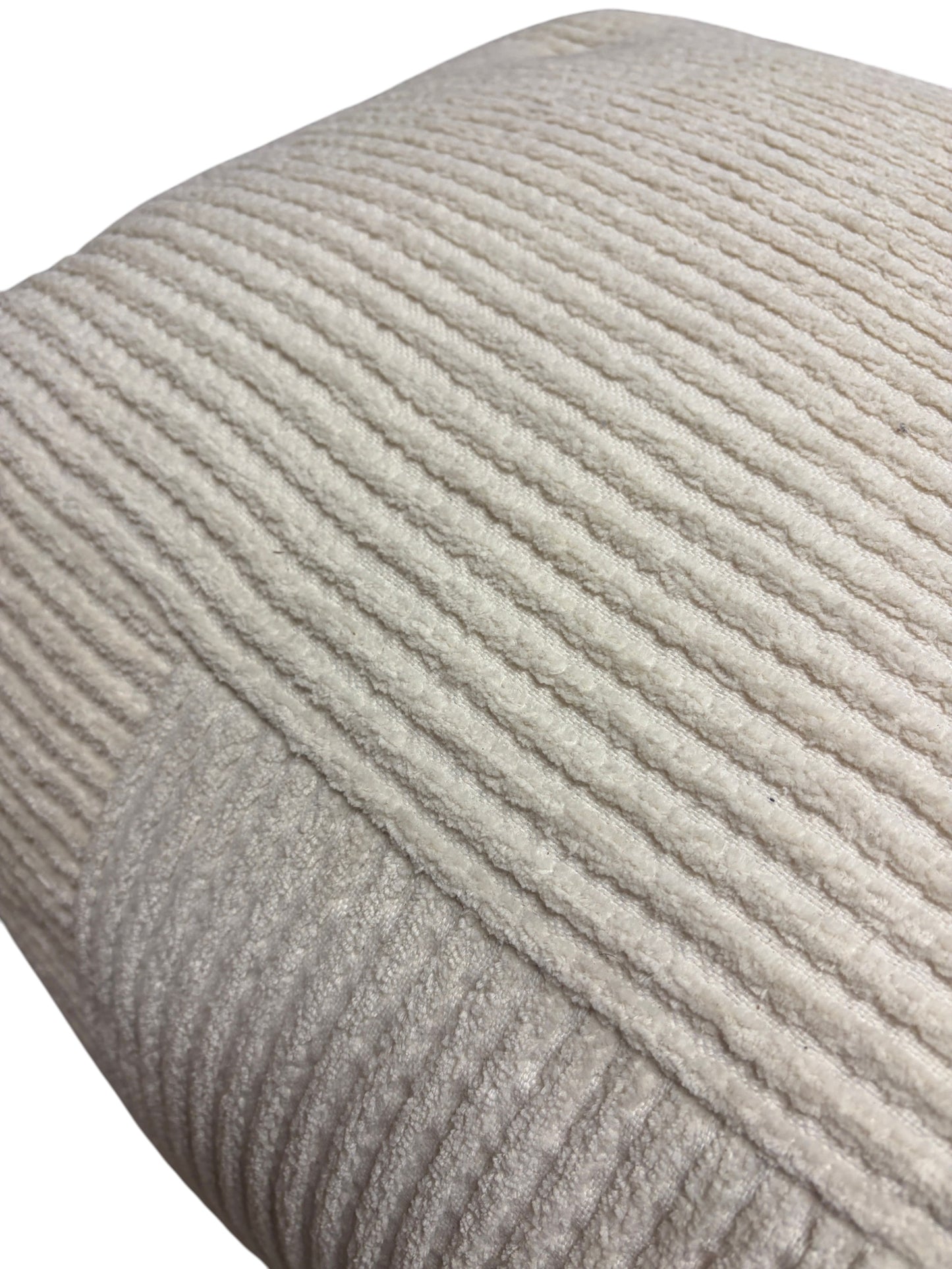 Target cream-colored, cube pouf ottoman.