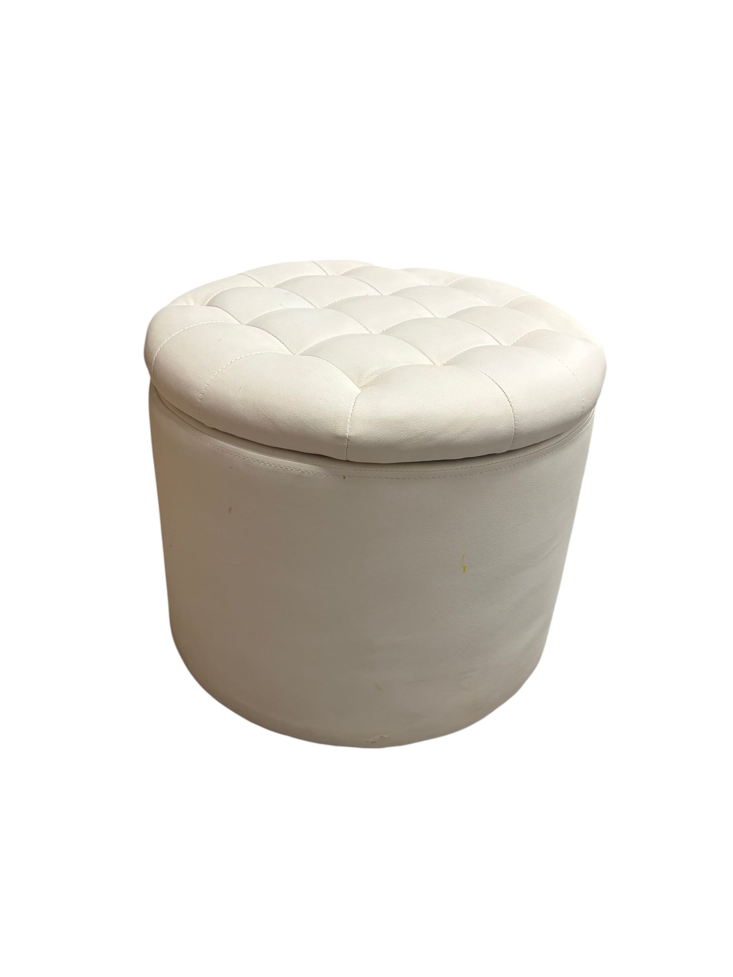 White round ottoman with storage.