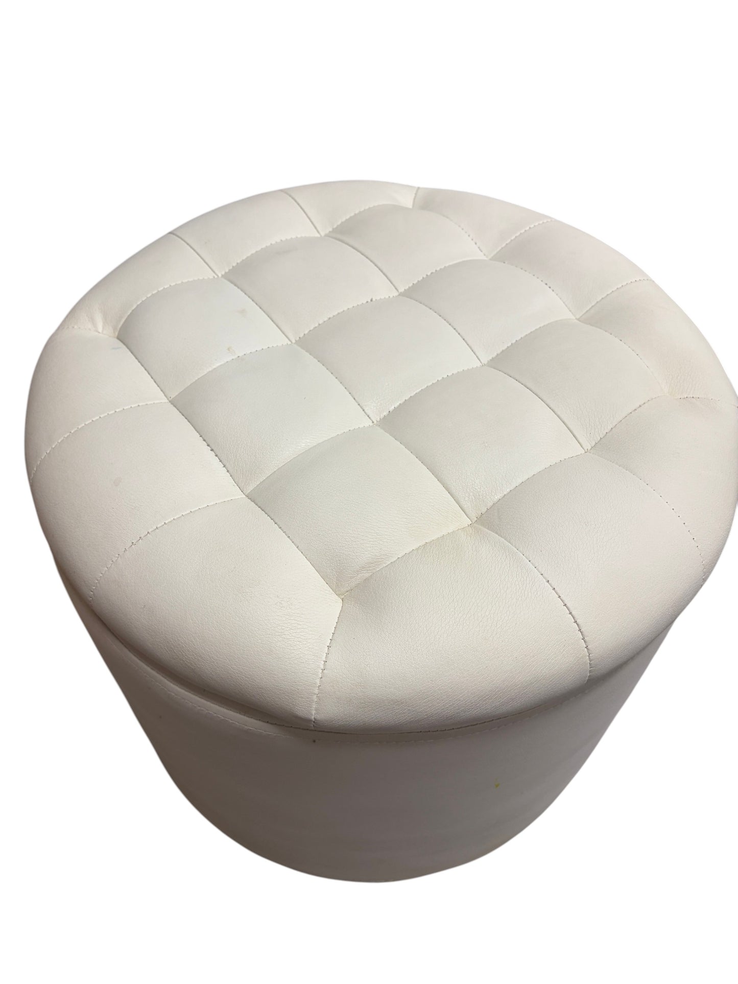 White round ottoman with storage.