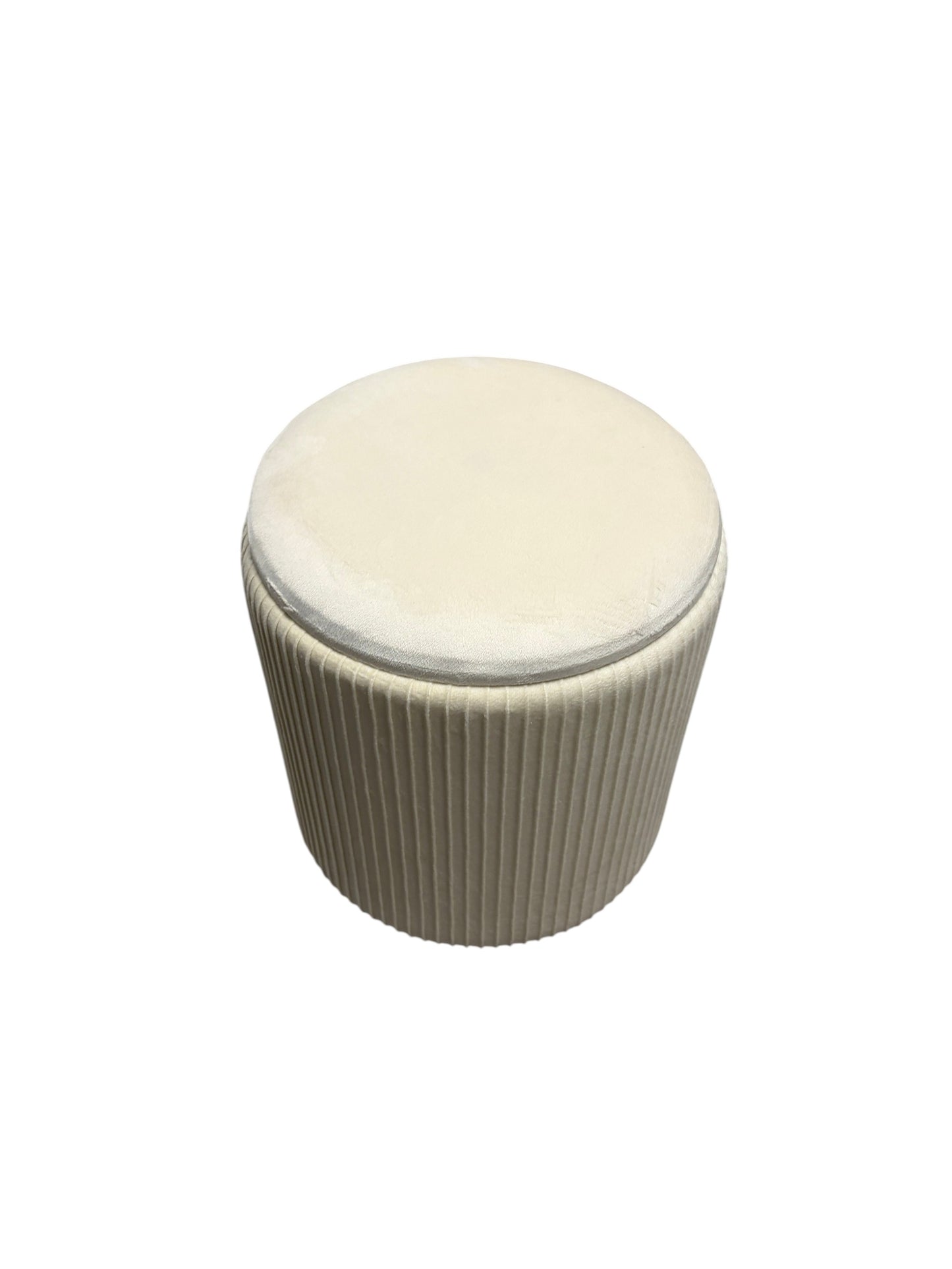 Cream velvet ottoman with storage.