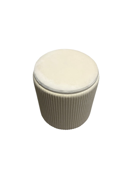 Cream velvet ottoman with storage.