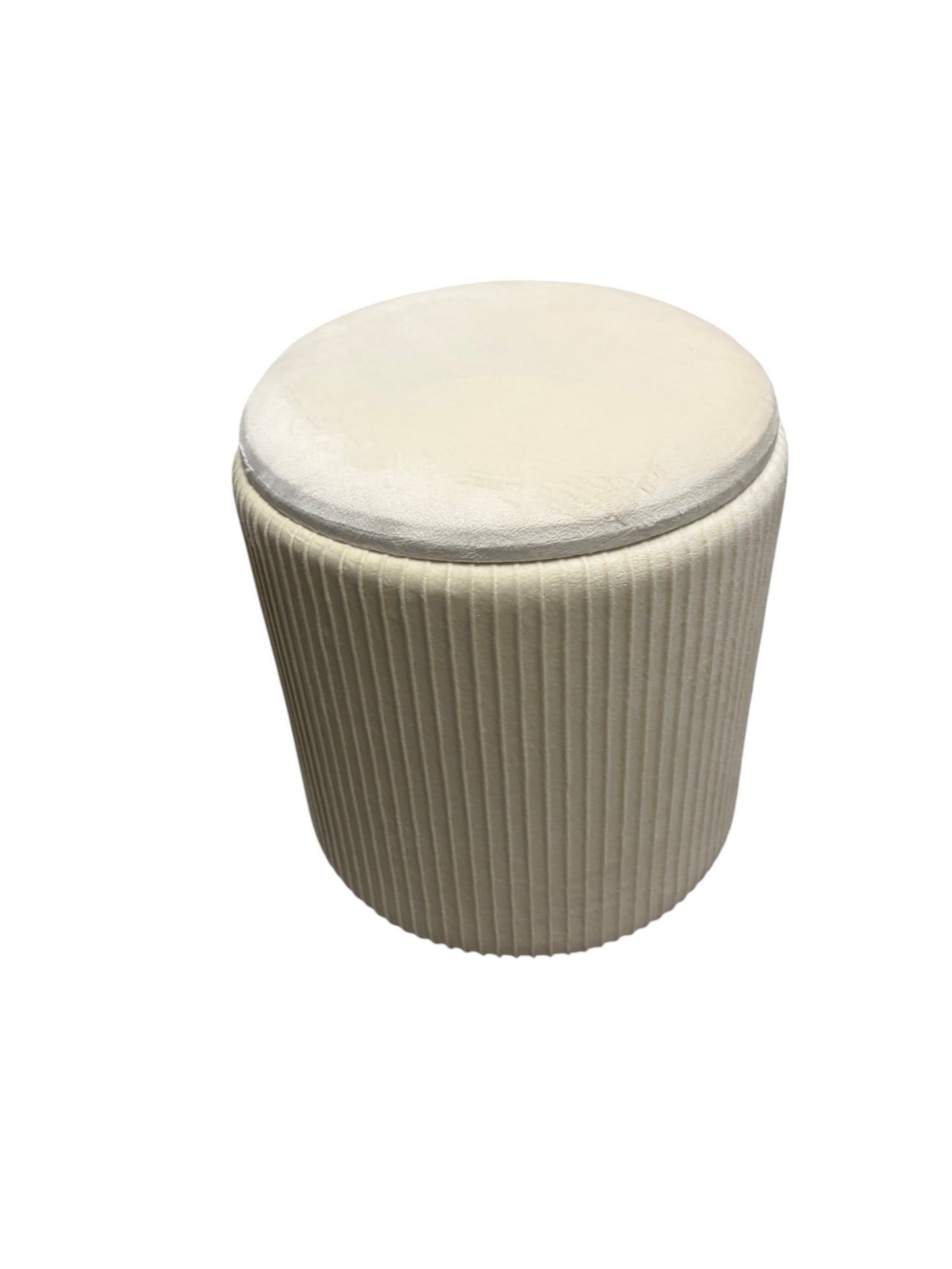 Cream velvet ottoman with storage.