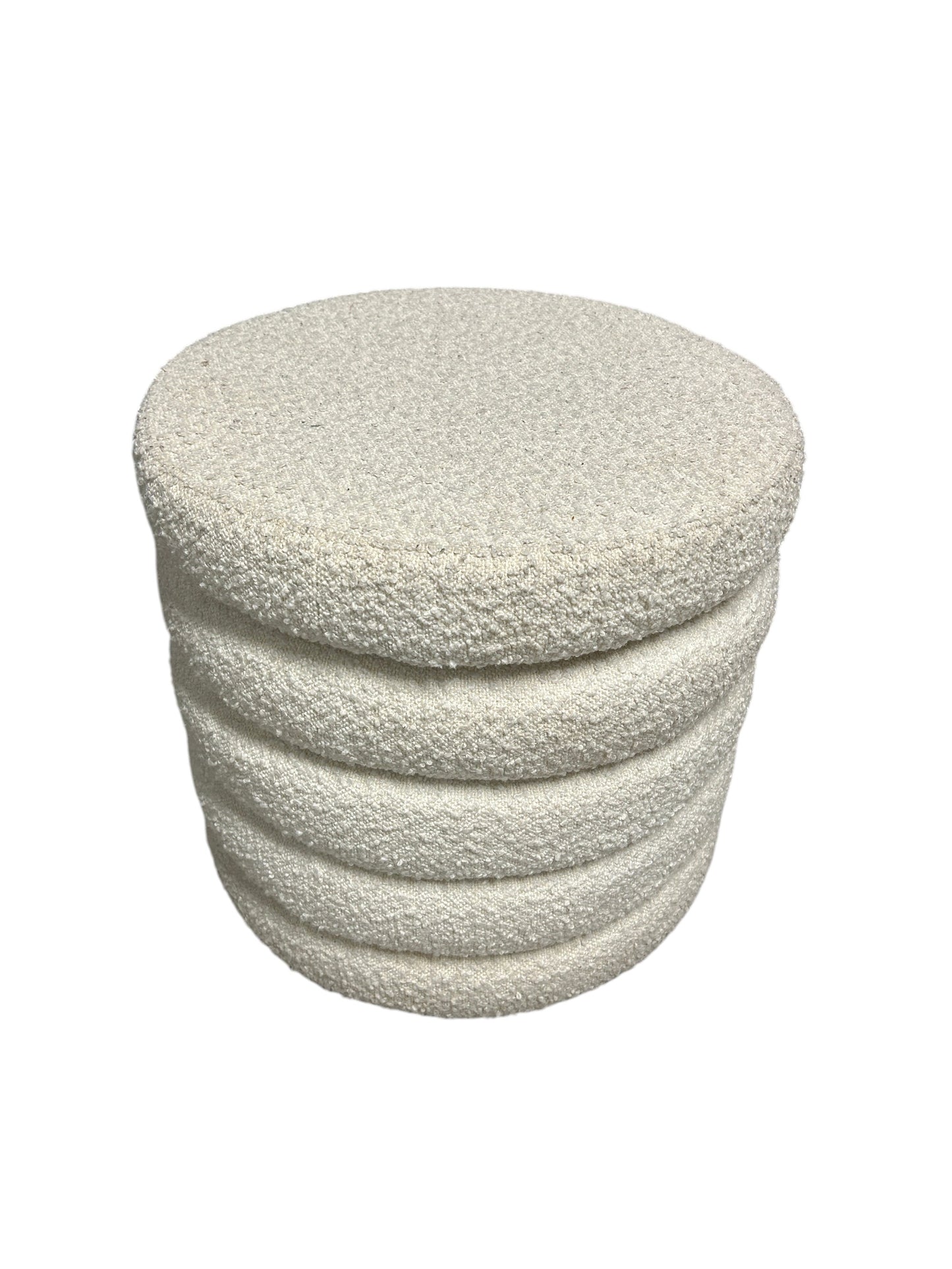 Wayfair white round ottoman with storage.