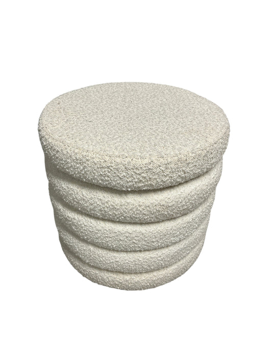 Wayfair white round ottoman with storage.