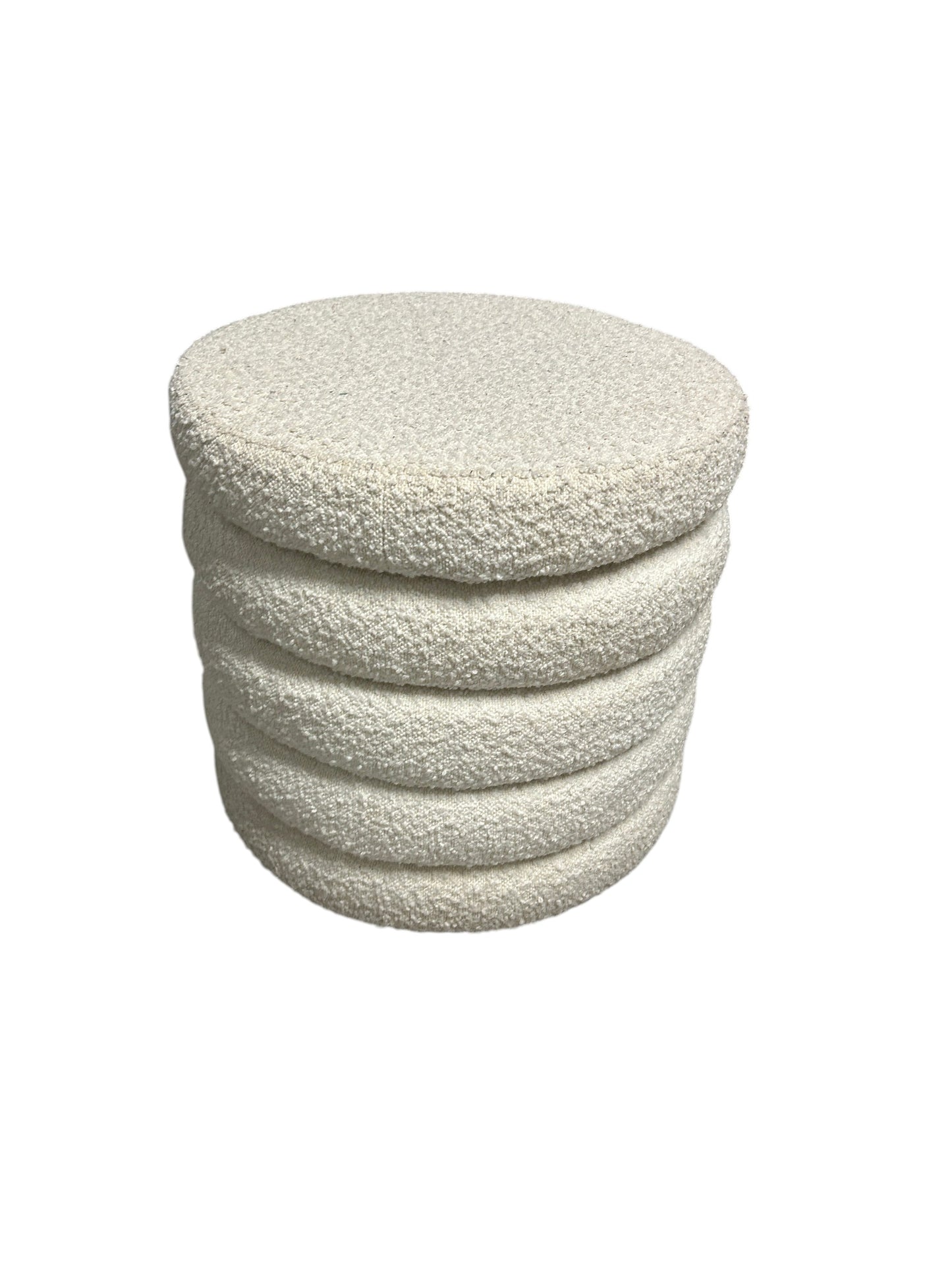 Wayfair white round ottoman with storage.