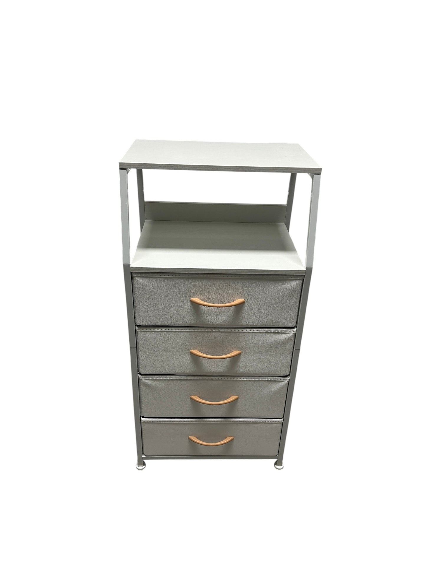 White nightstand with 4 drawers.