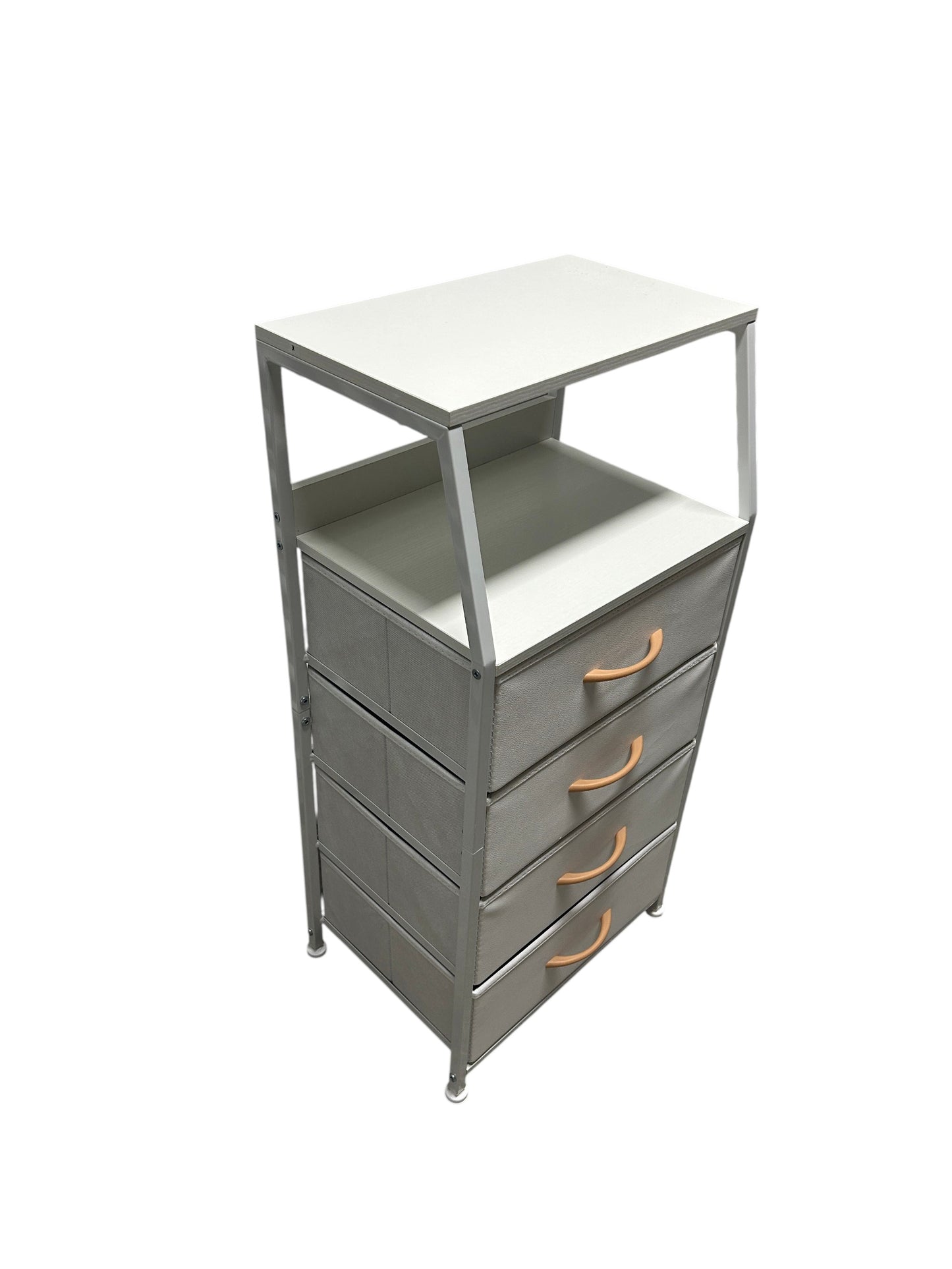White nightstand with 4 drawers.