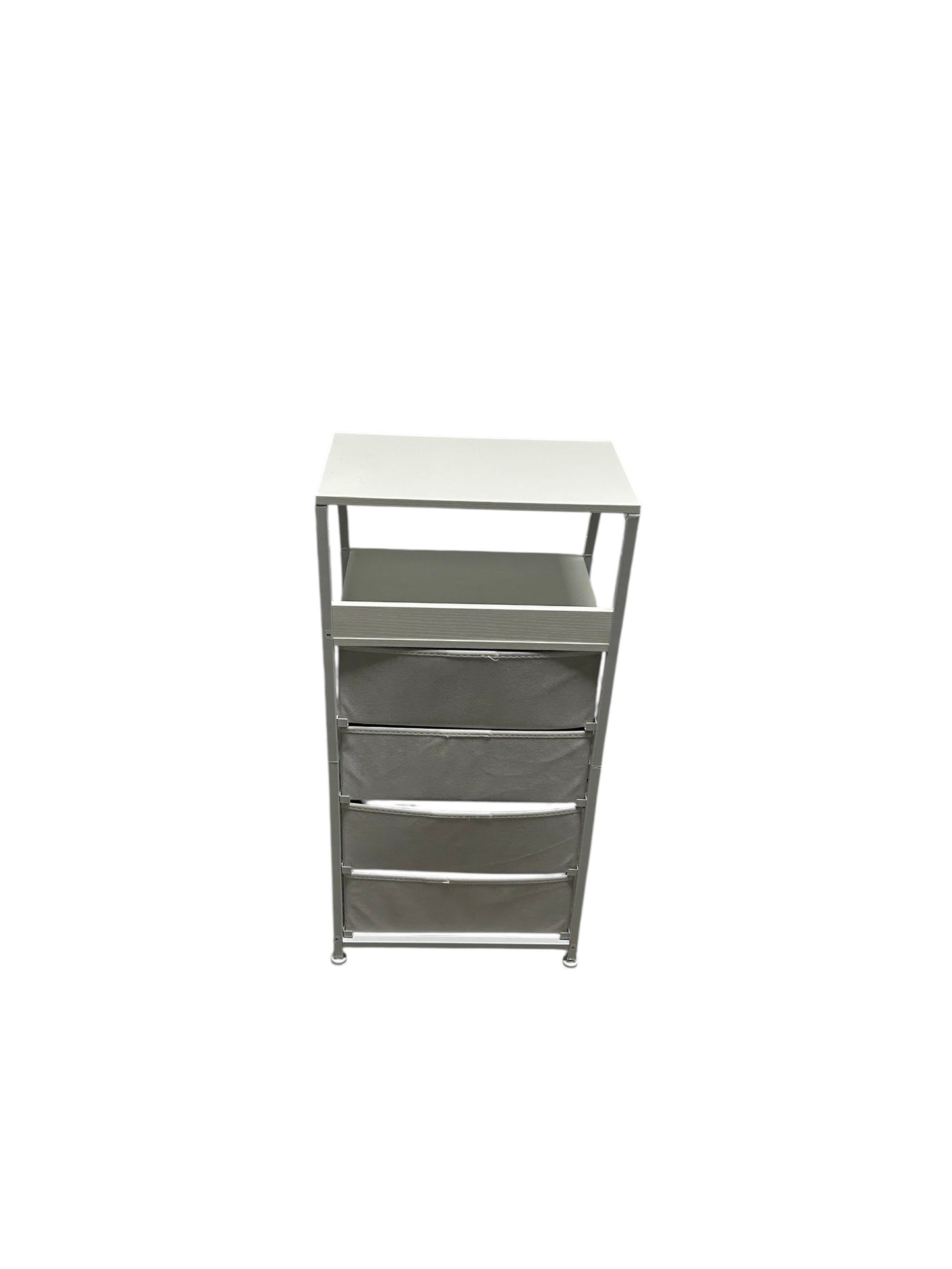White nightstand with 4 drawers.