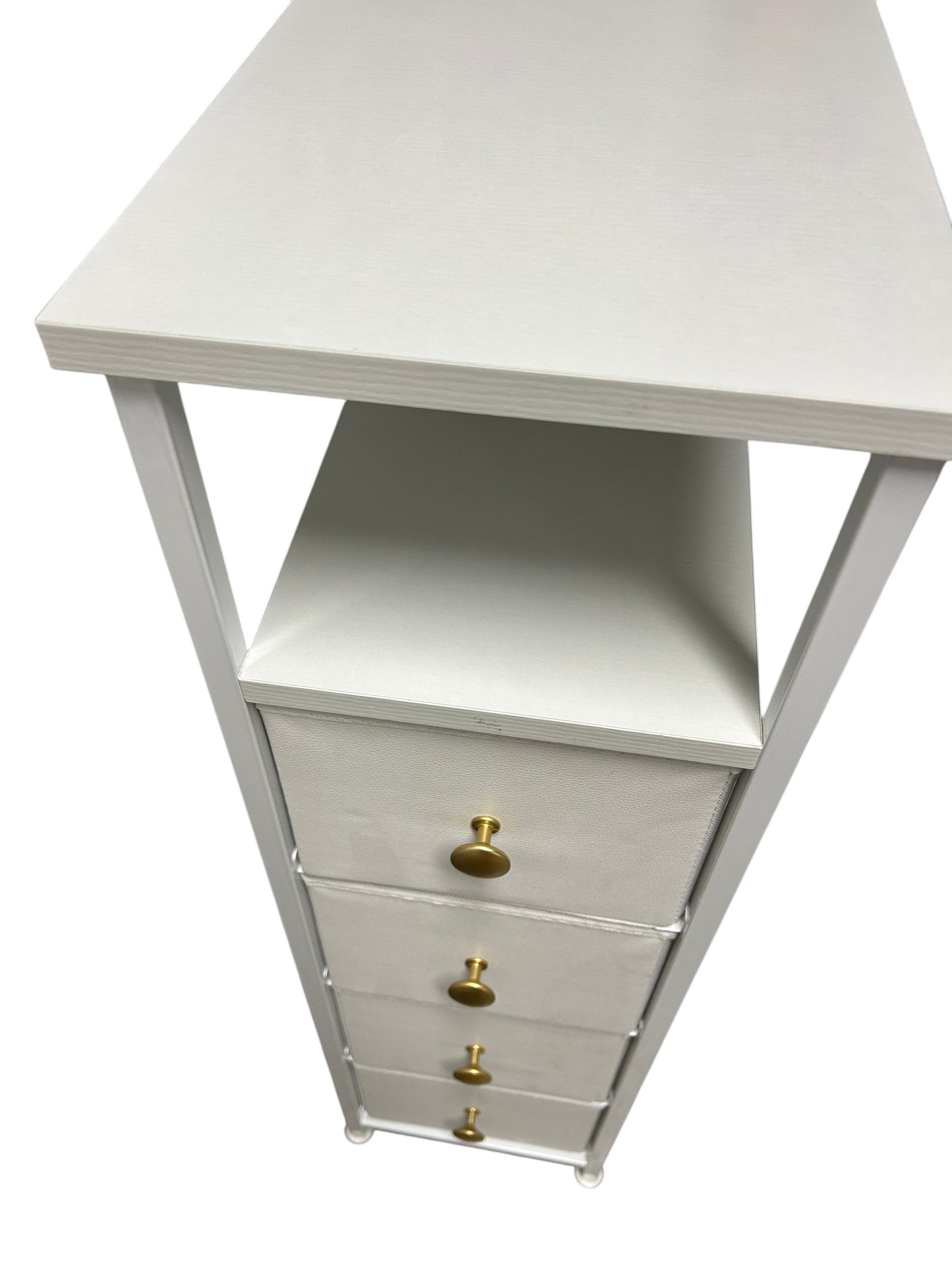 White nightstand with 4 drawers.