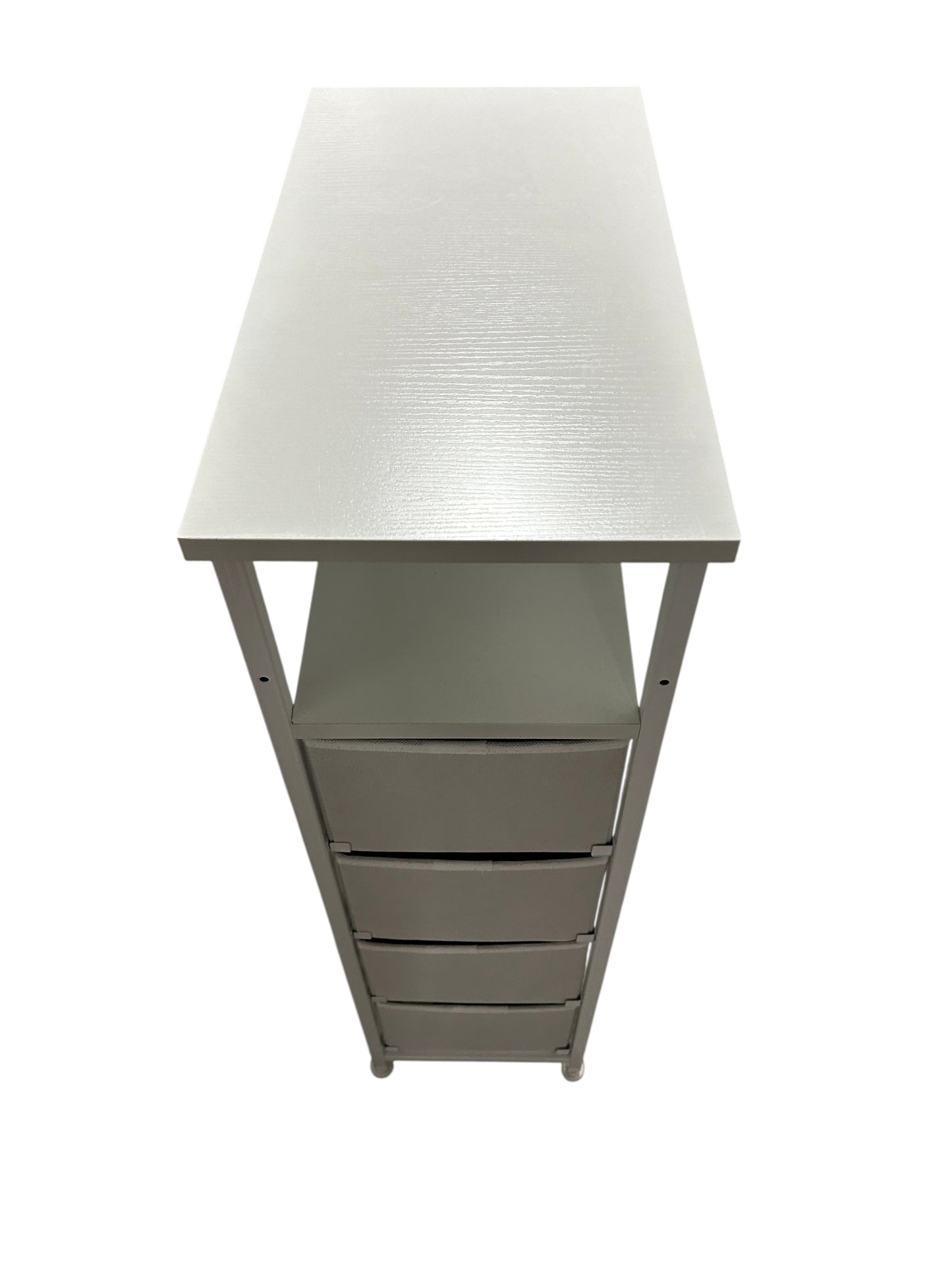 White nightstand with 4 drawers.