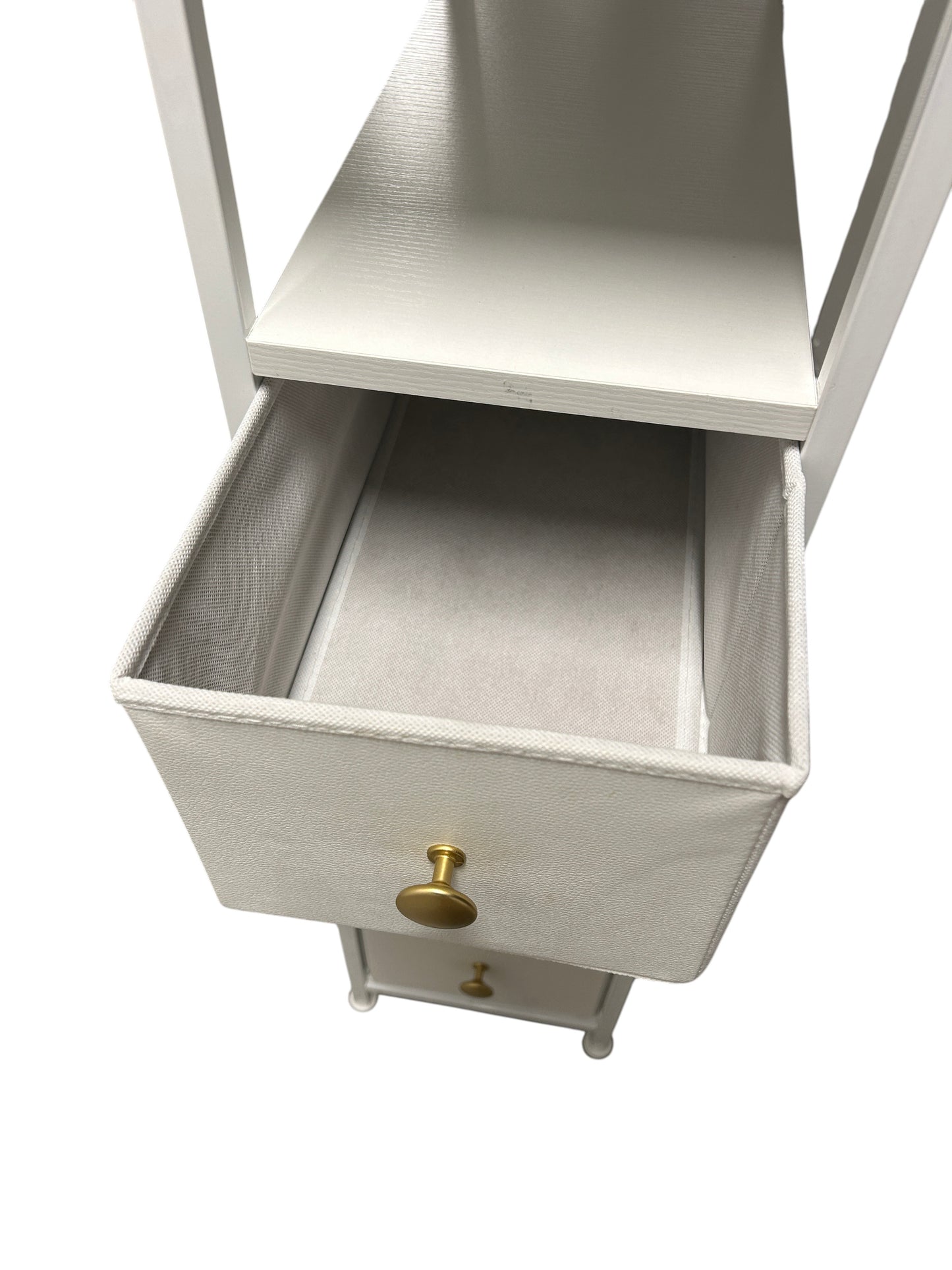 White nightstand with 4 drawers.